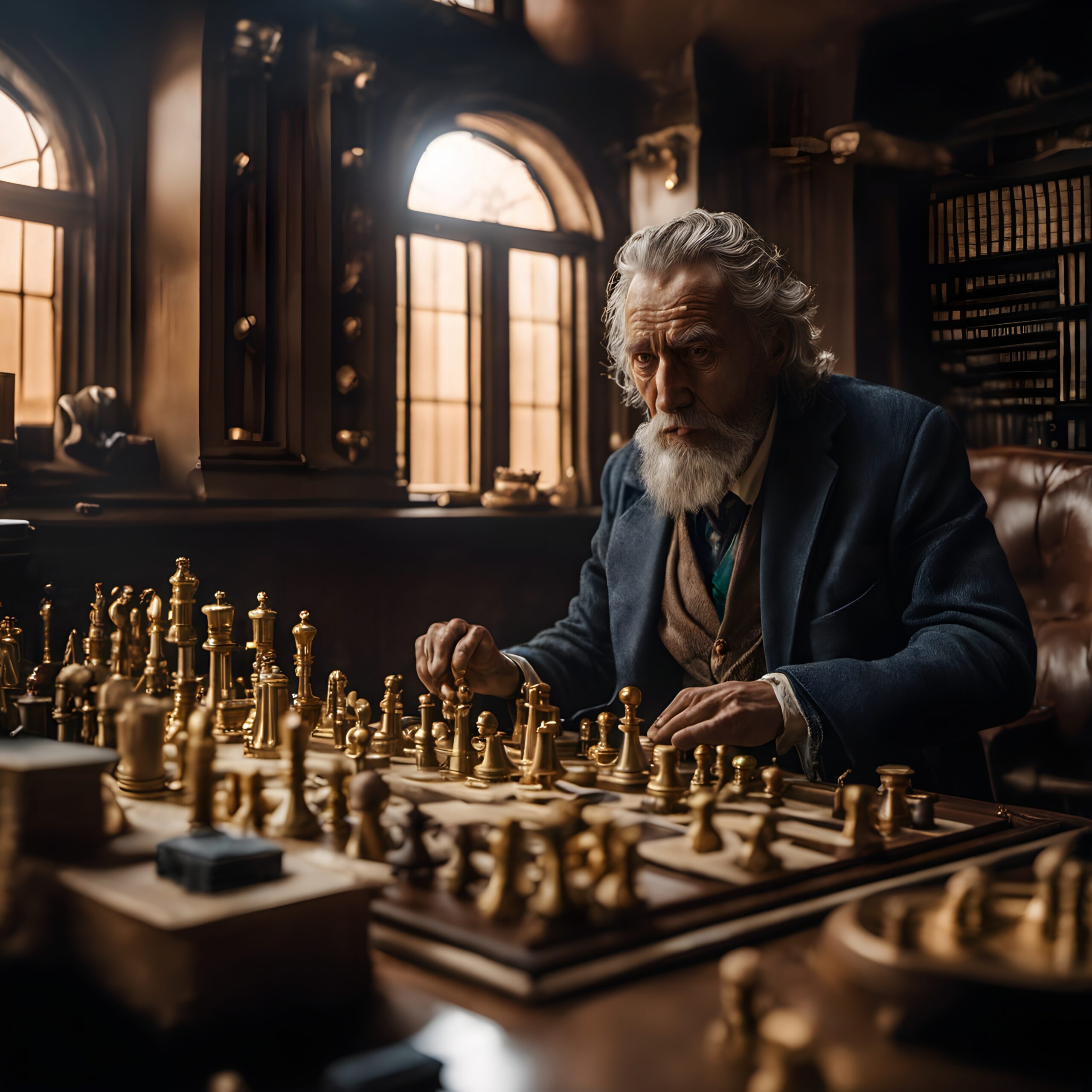 Chess Master in Elegant Study