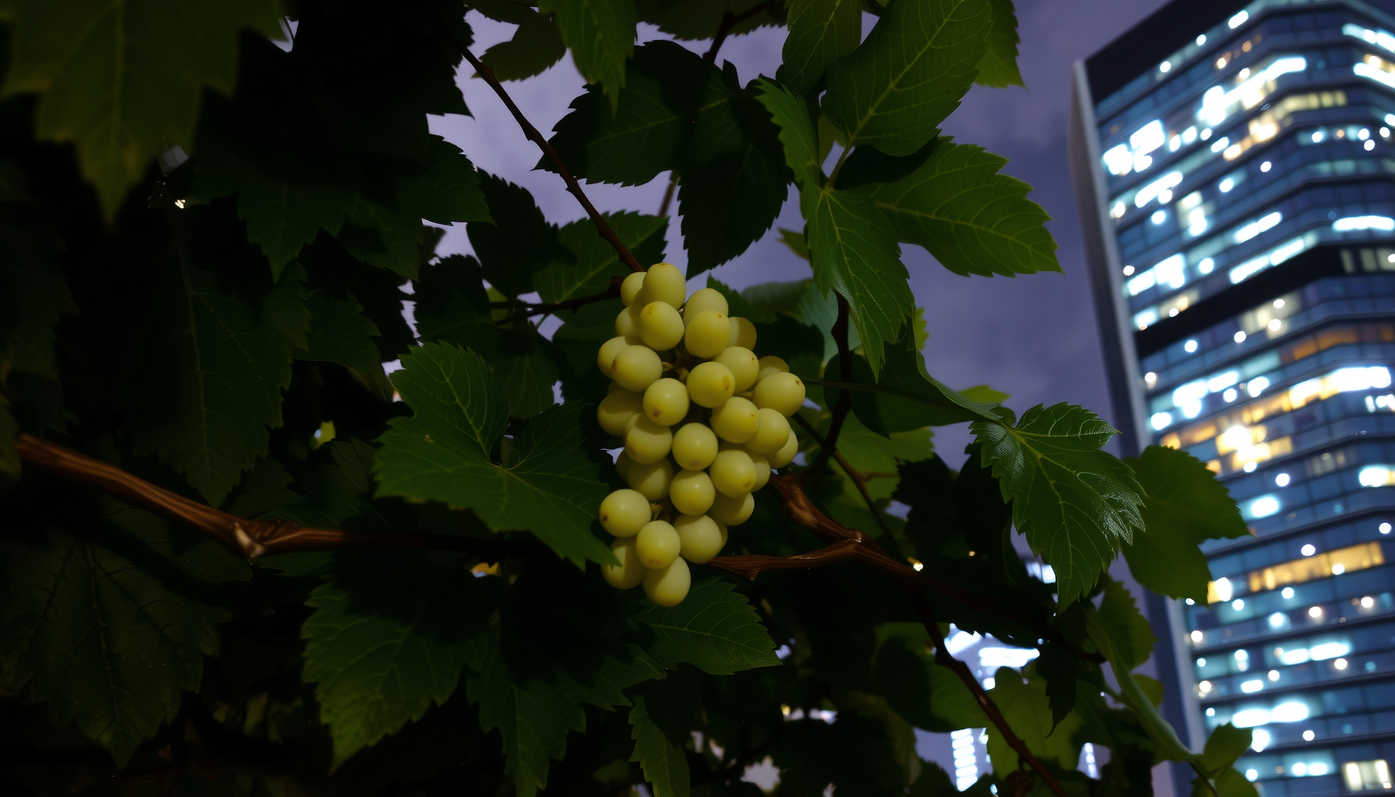 Grapes Against City Skyline