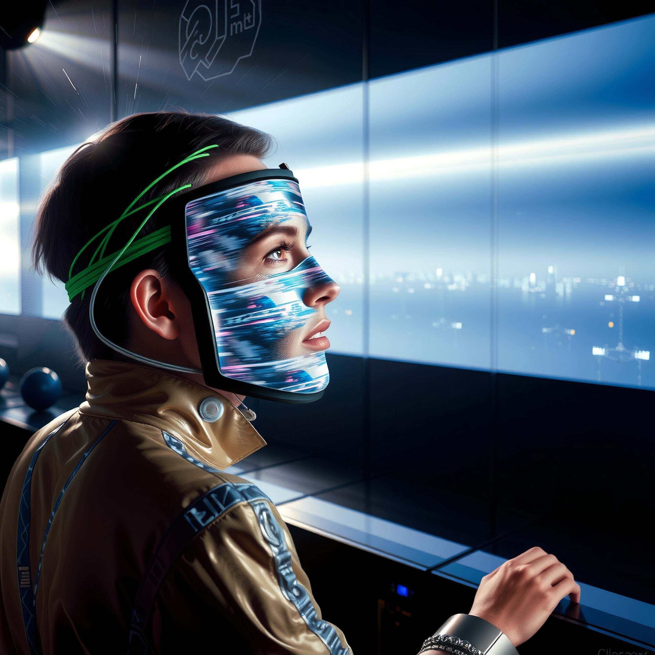 Futuristic Visionary in Neon Lights