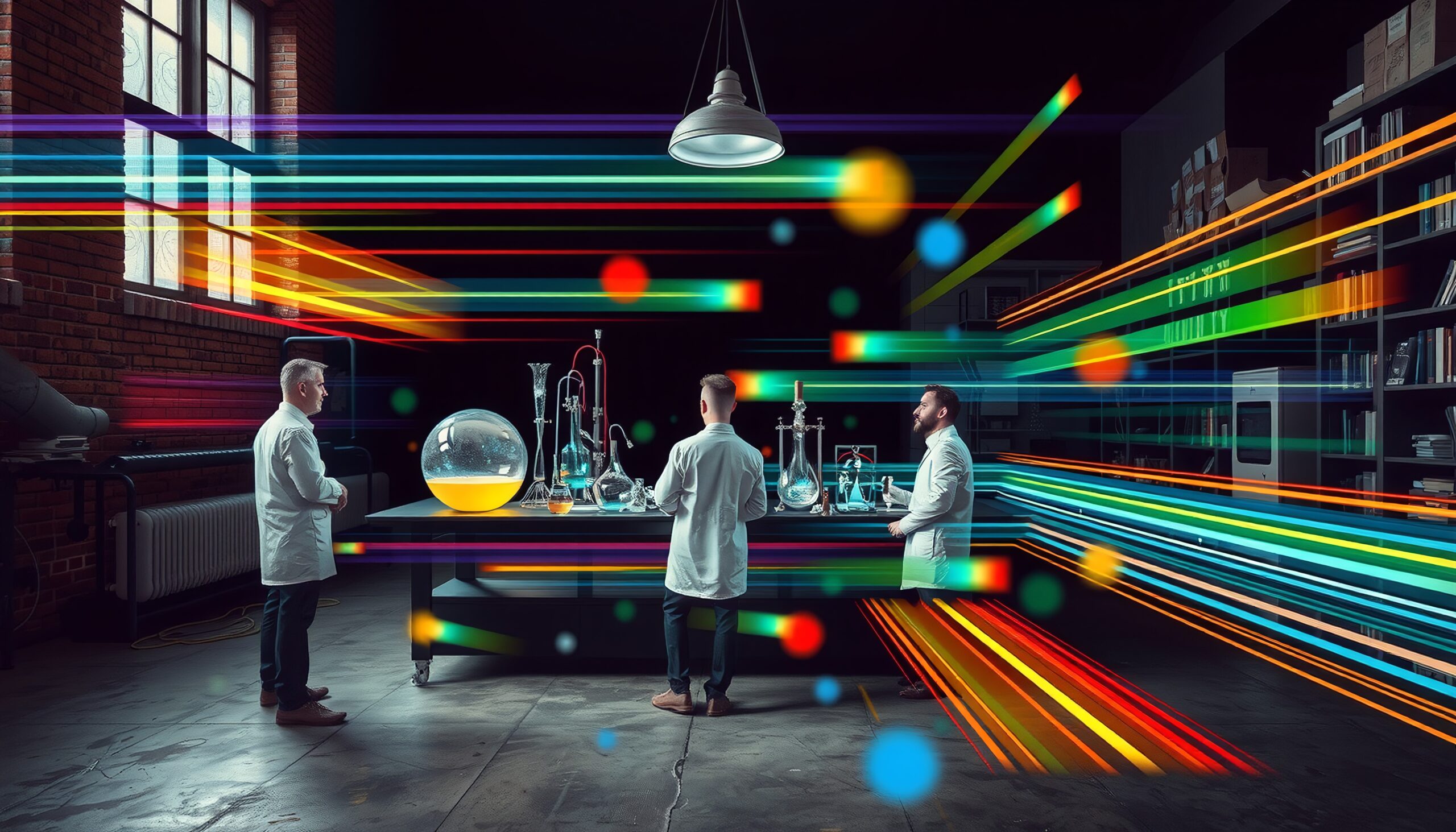 Futuristic Scientists in a Laboratory