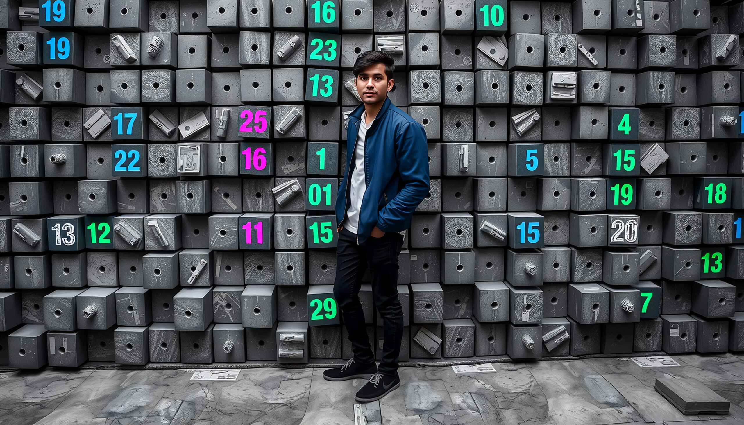 Neon Numbers Wall Portrait