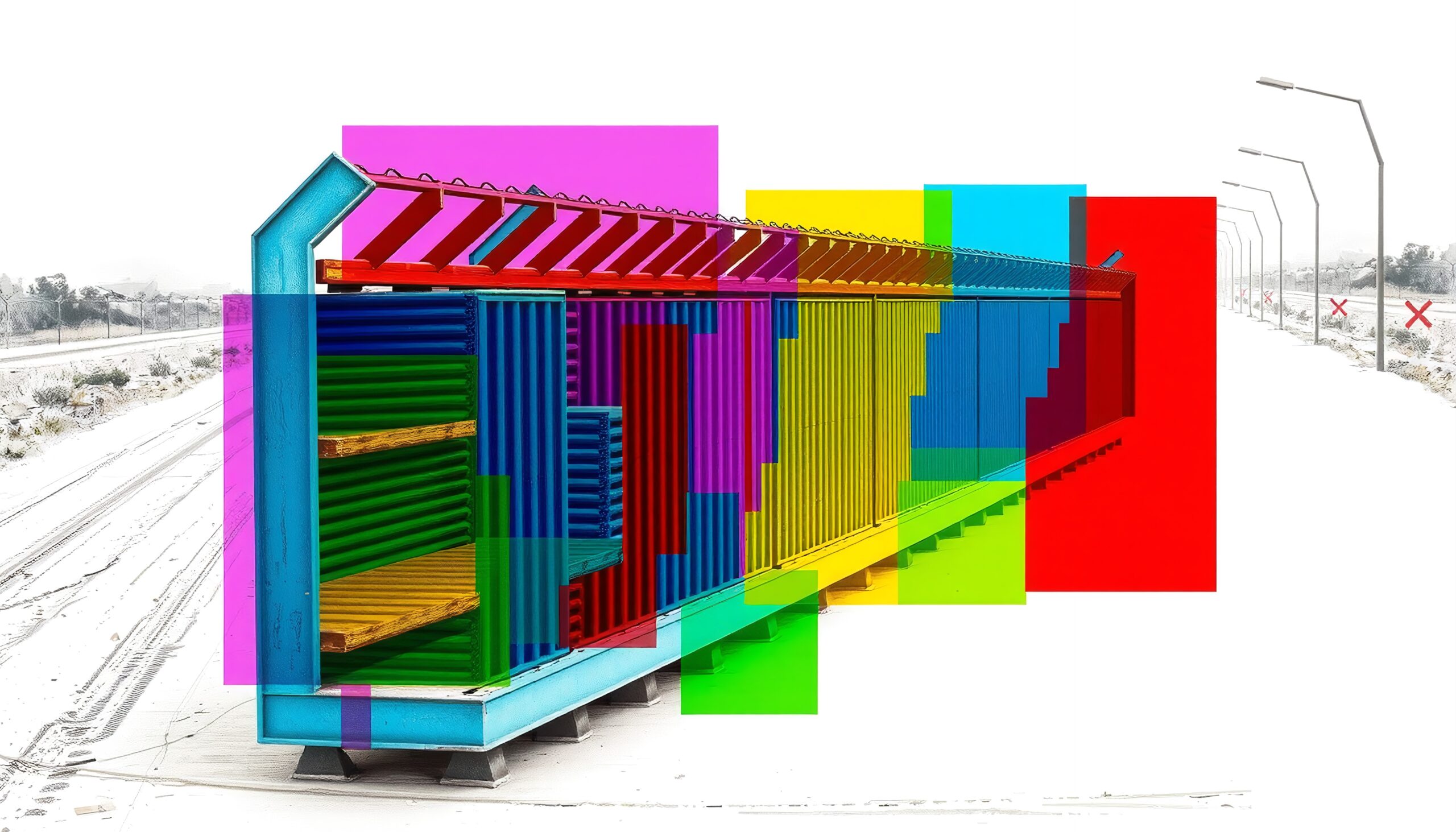 Colorful Border Fence Art Scene