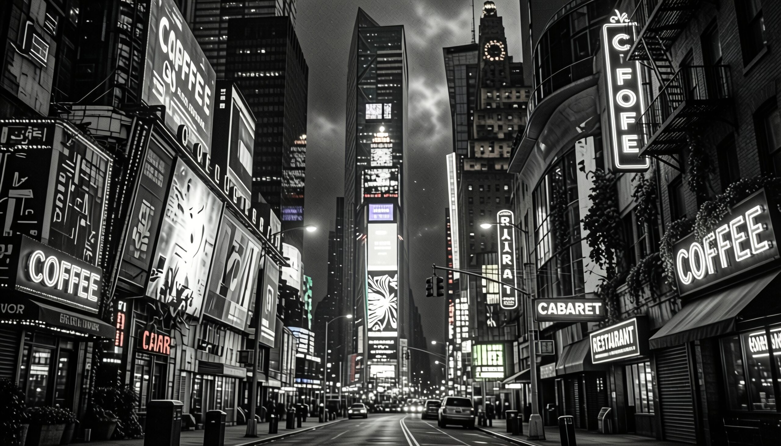 Illuminated city streets at night