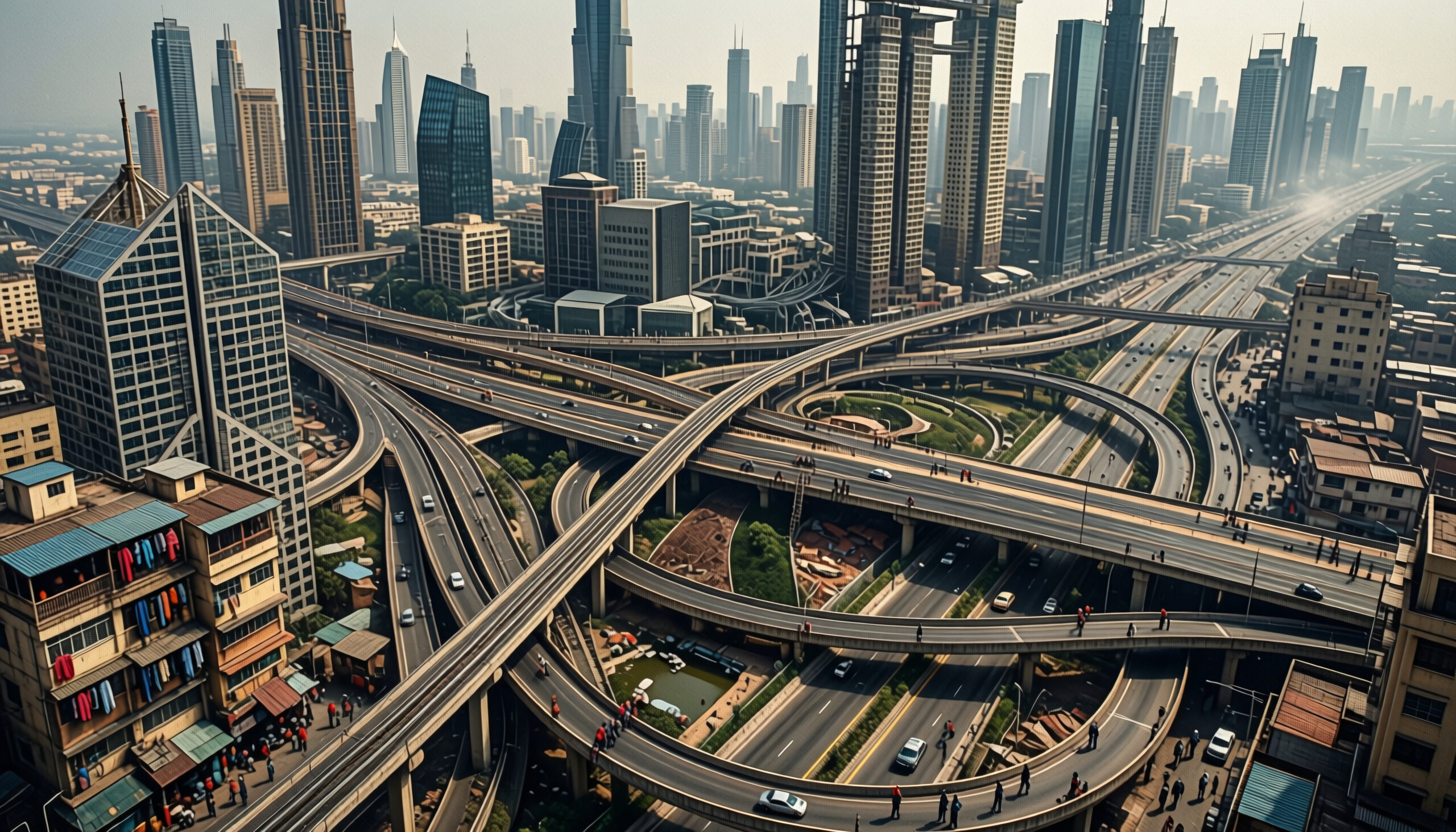 Modern Urban Interchange and Skyline