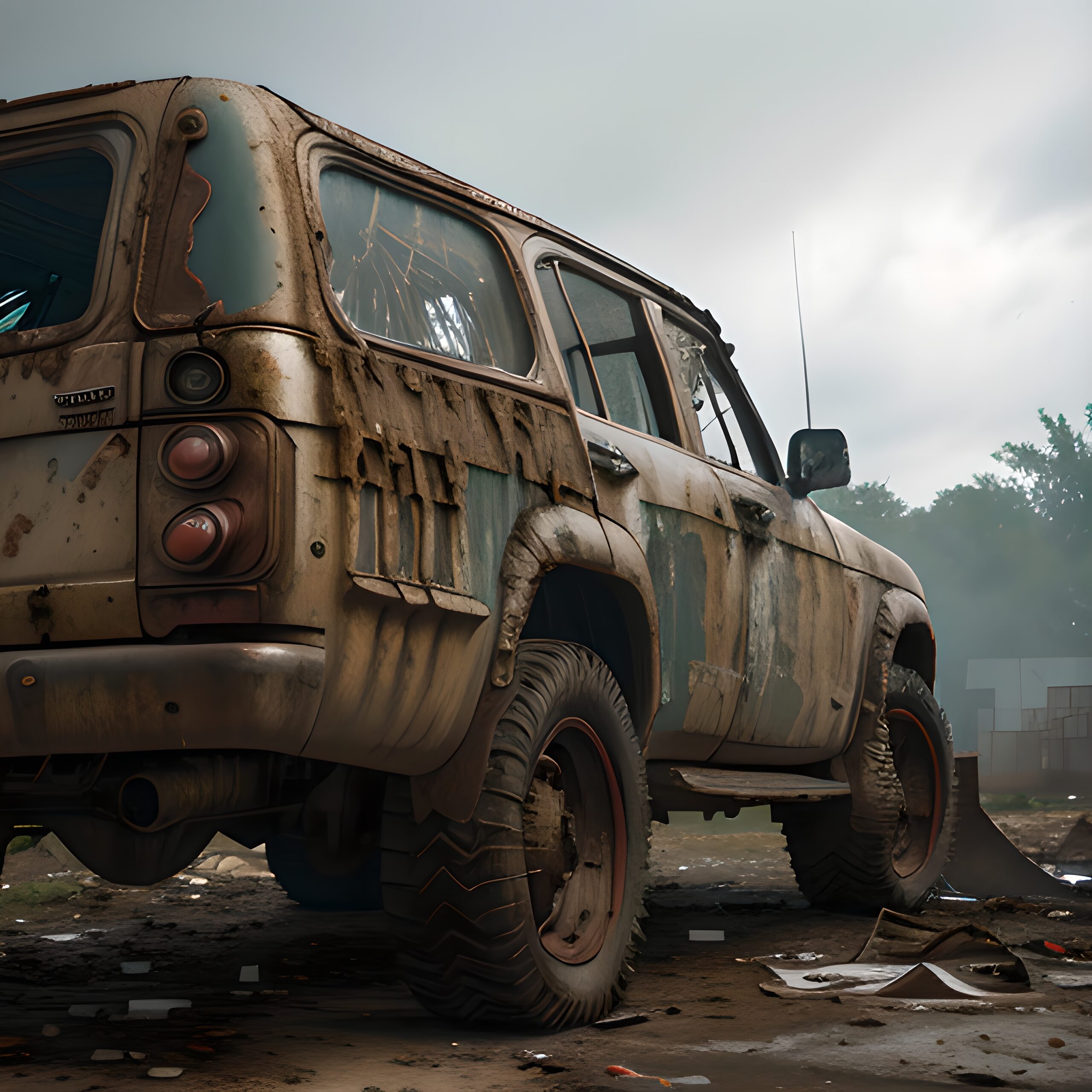 Rugged Vehicle in Wild Landscape