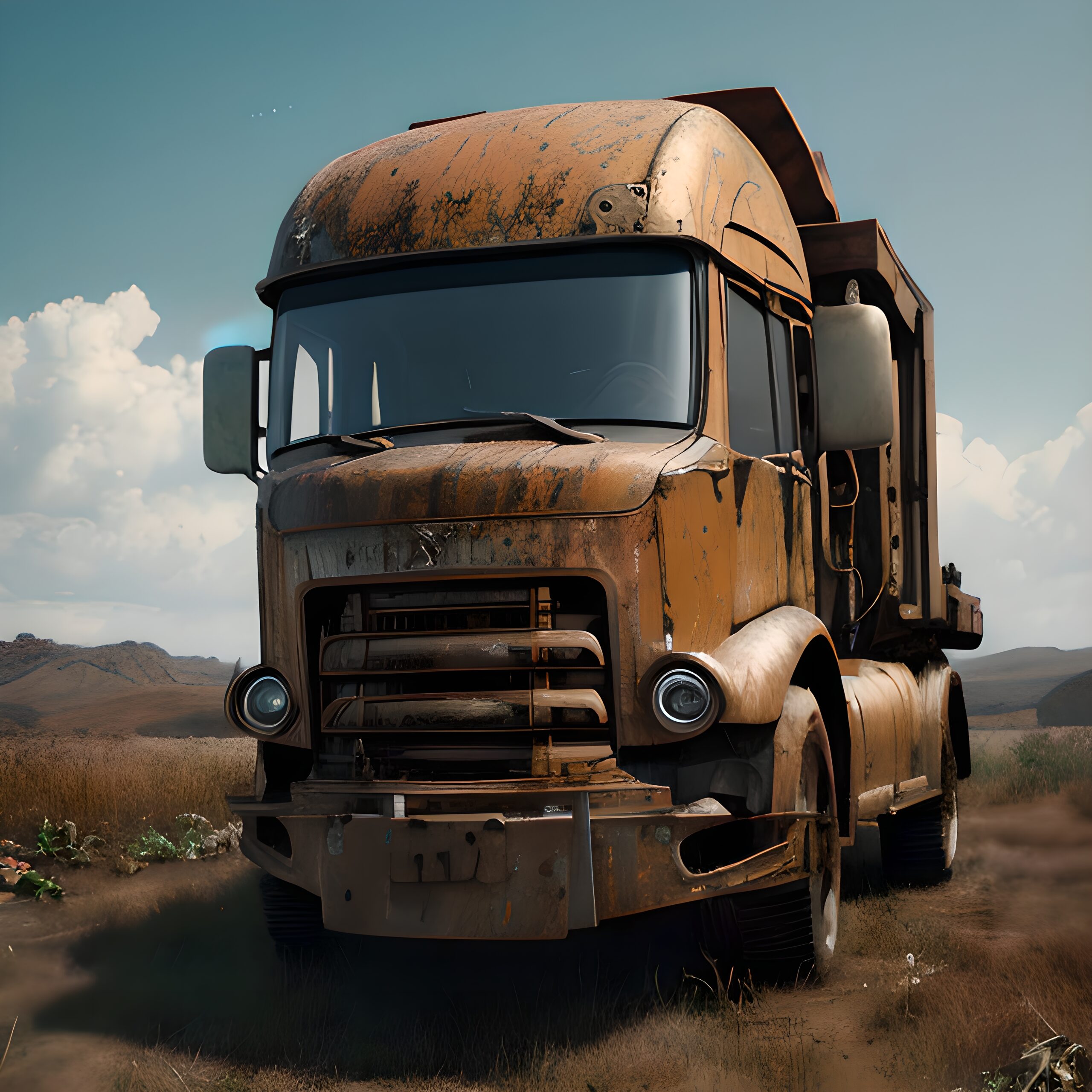 Rusty Truck in Open Landscape