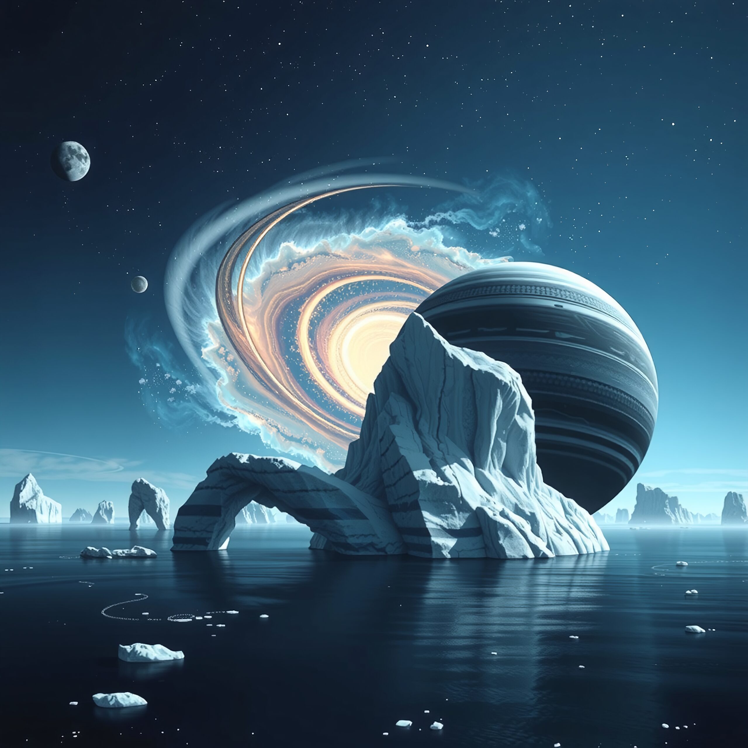 Surreal Cosmic Icy Landscape