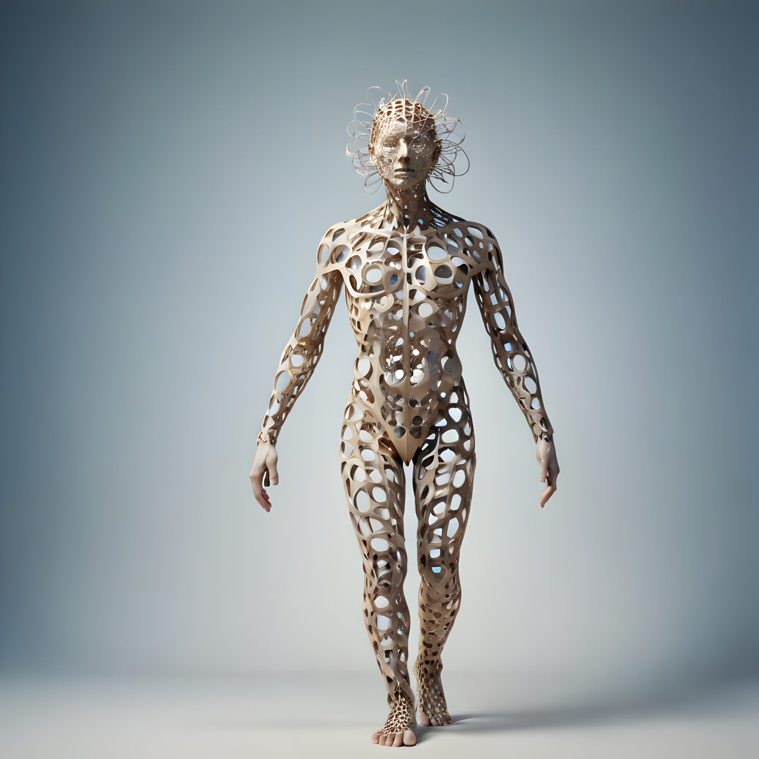 Futuristic Lattice-Structured Humanoid