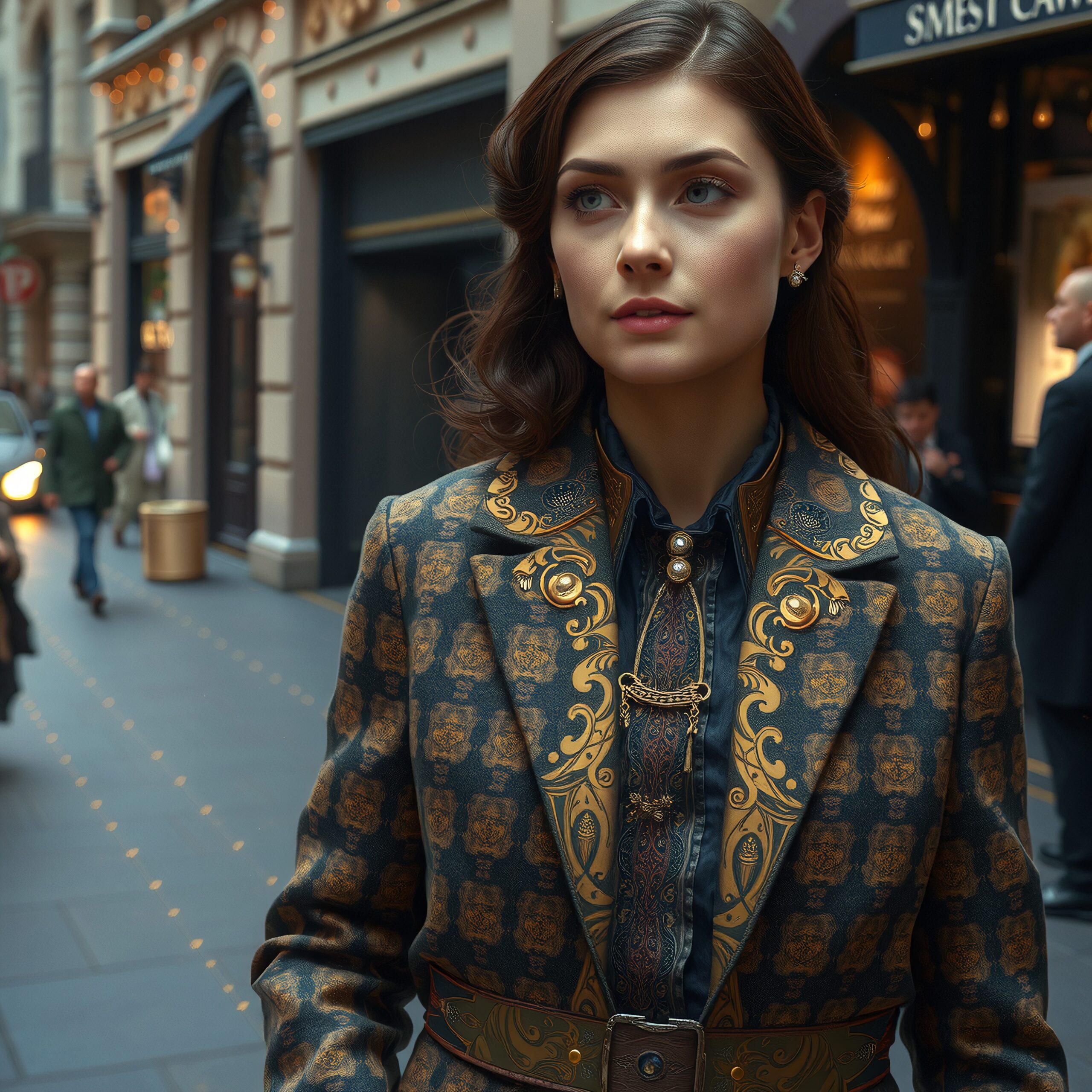 Elegant Woman in Urban Street
