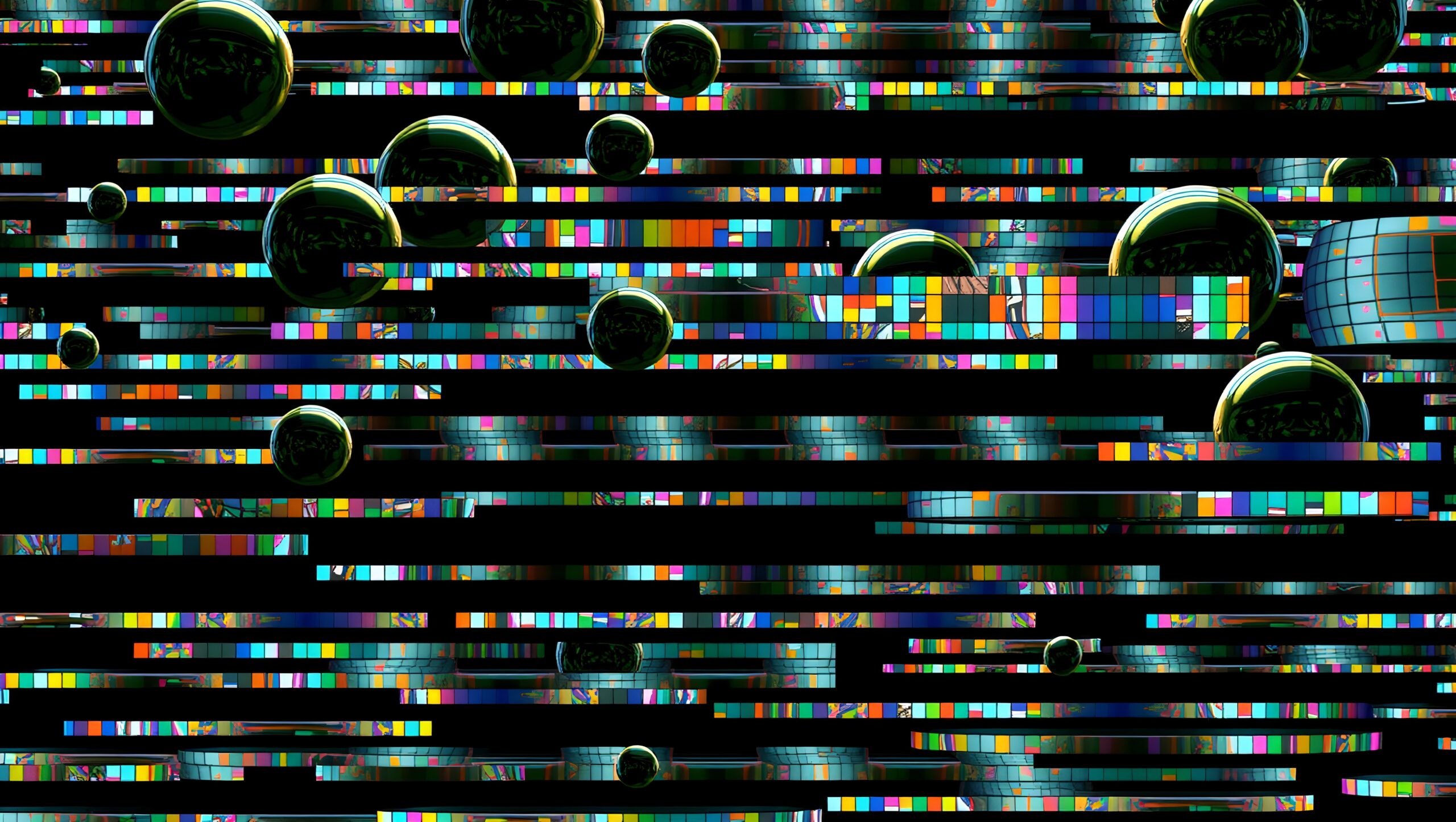 Colorful Spheres and Digital Glitch