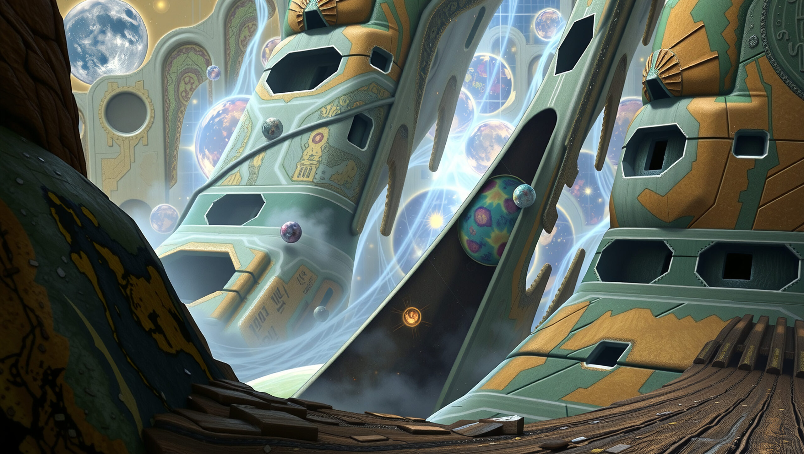 Cosmic Temple Among Floating Worlds