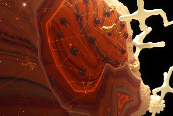Abstract digital artwork with cosmic elements.