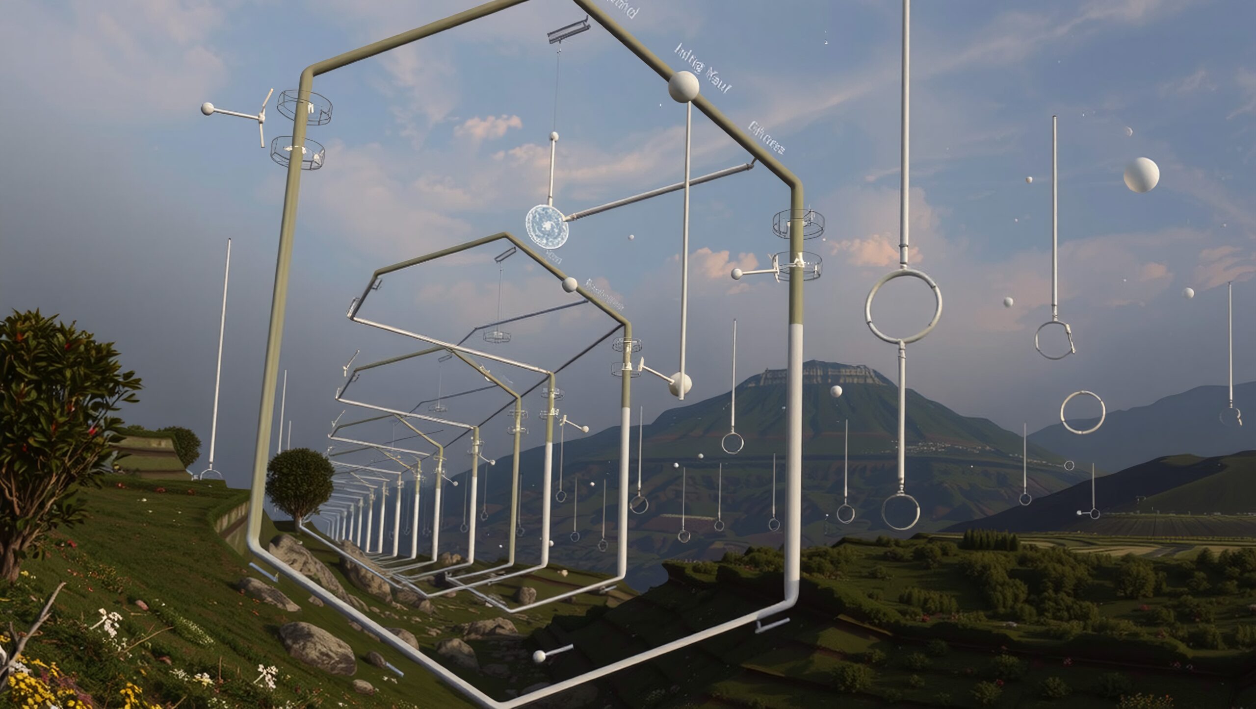 Surreal Landscape with Geometric Structures