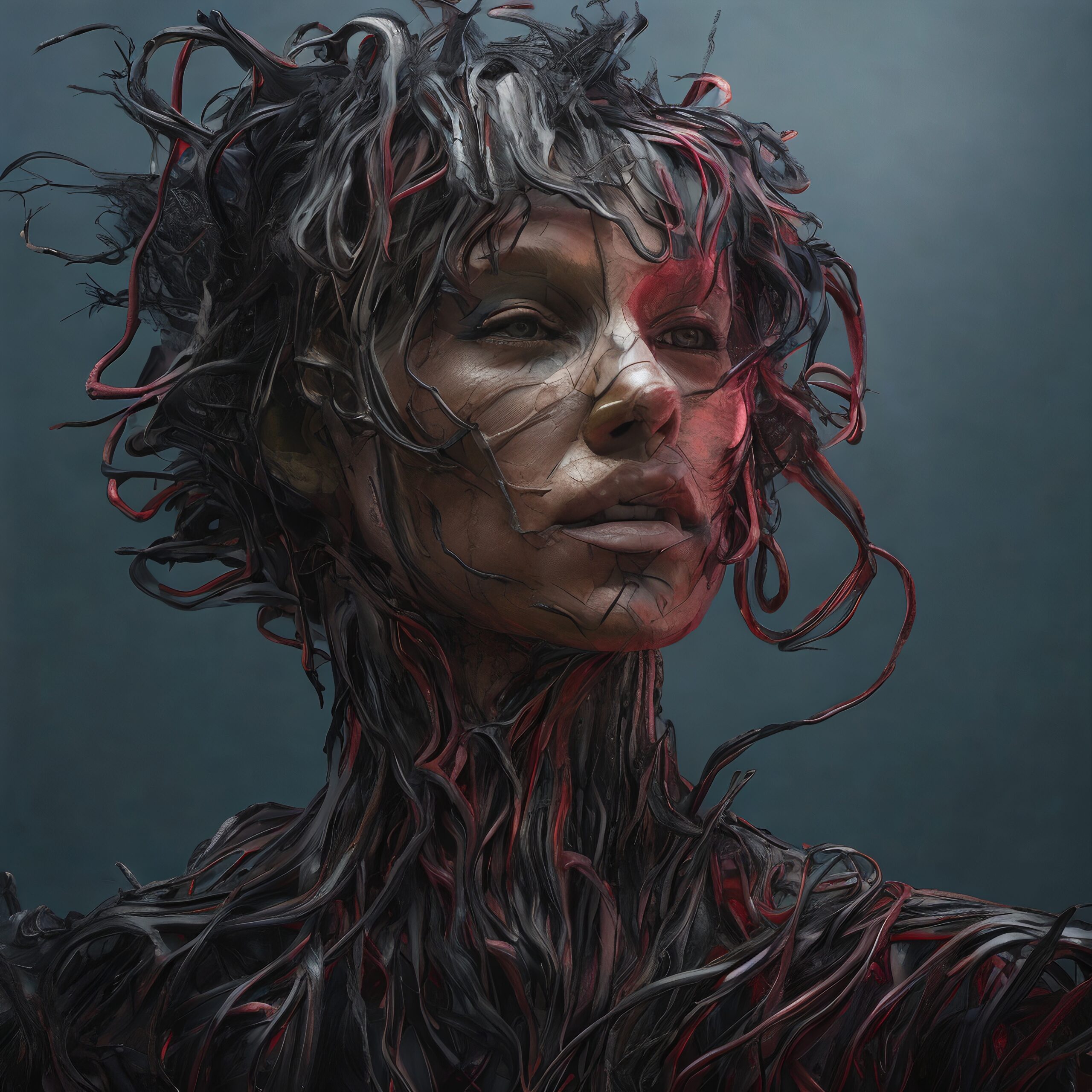 Surreal Human-Machine Hybrid Portrait