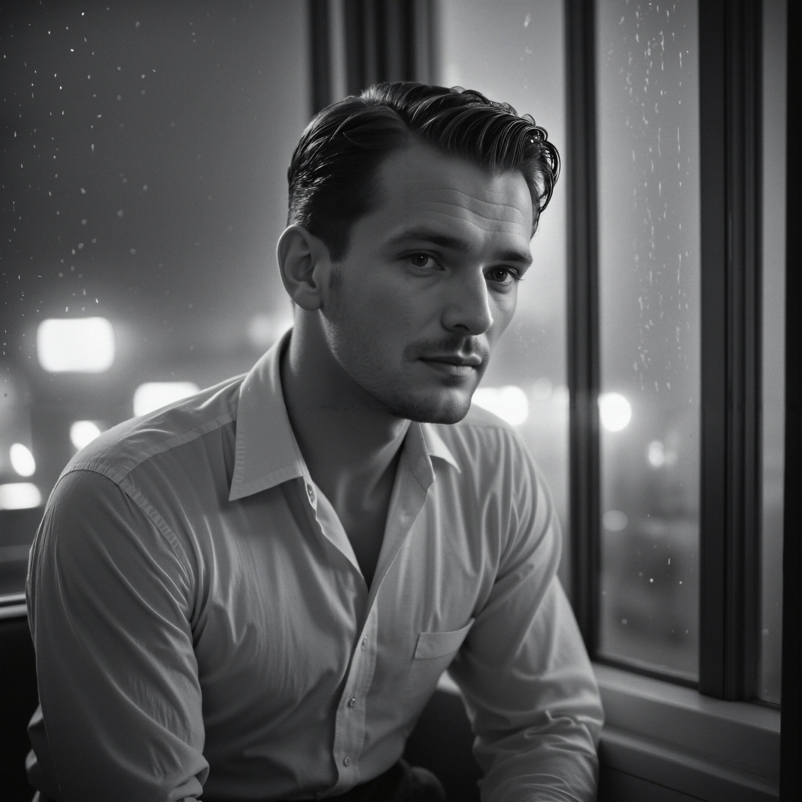 Reflective Moment by Rainy Window