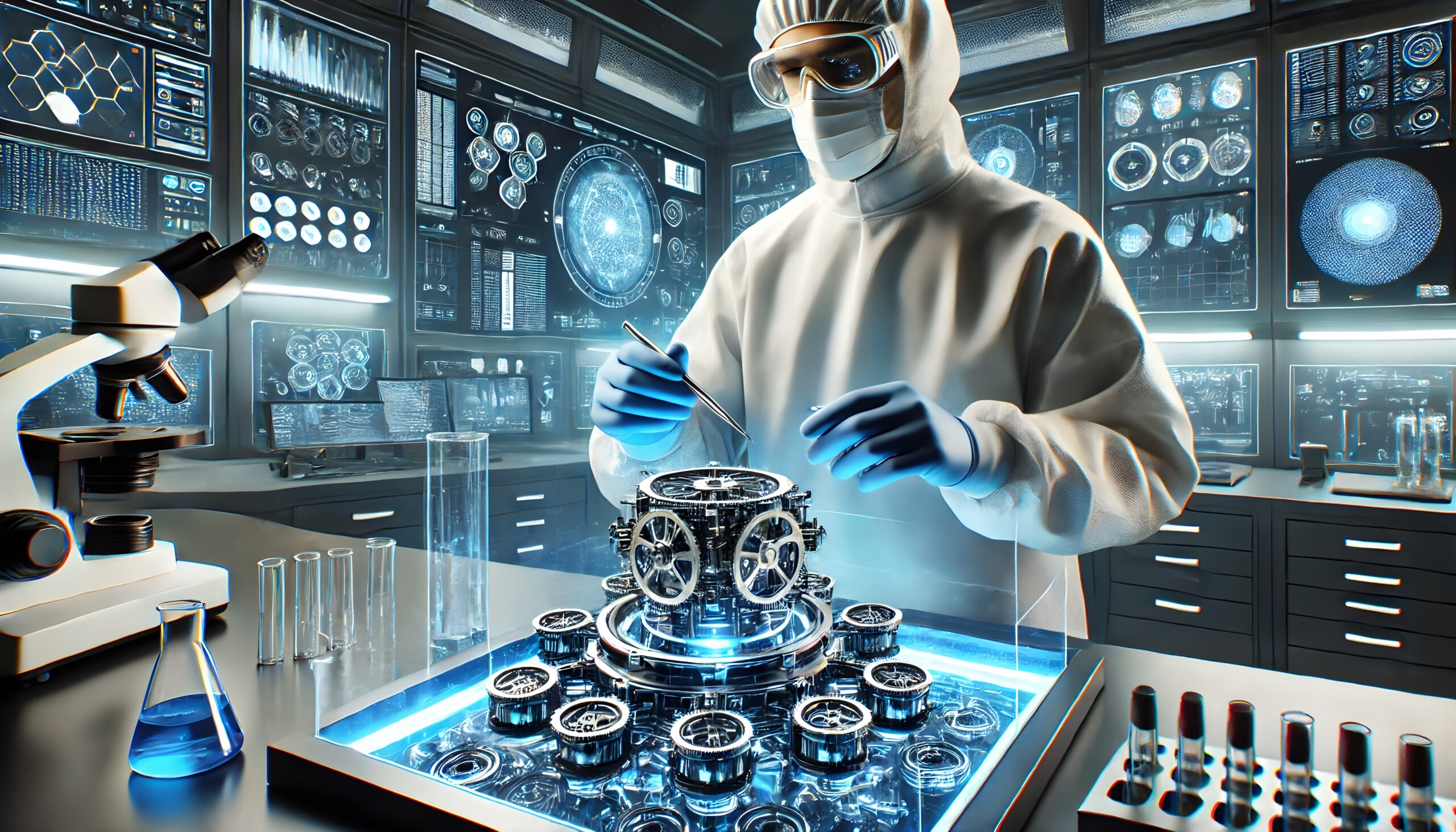 Futuristic laboratory with scientist