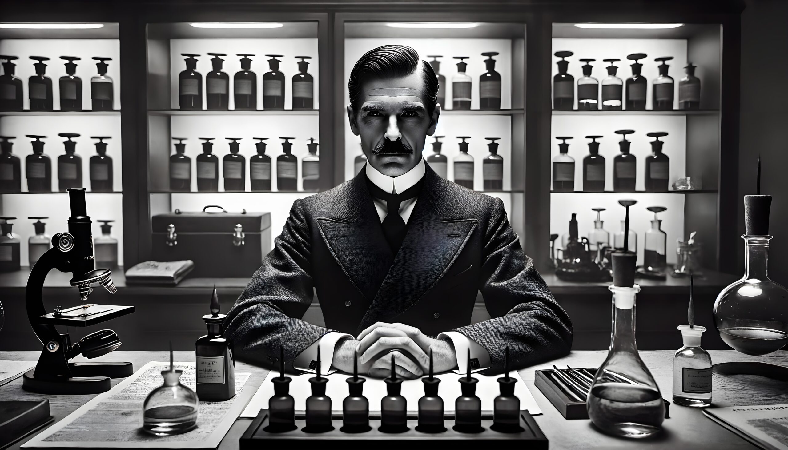 Vintage Scientist in Laboratory Study