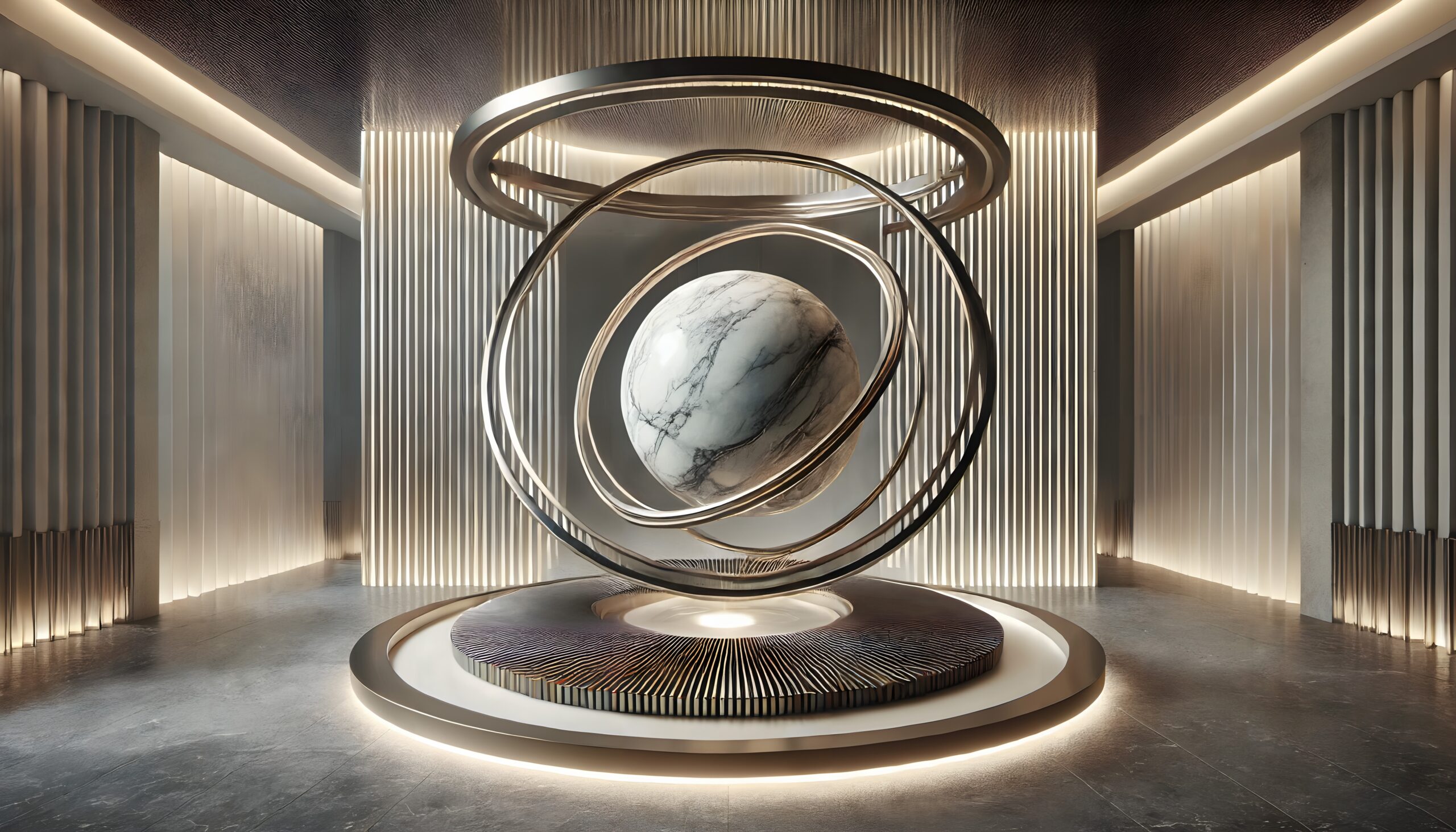 Futuristic Interior with Marble Sphere
