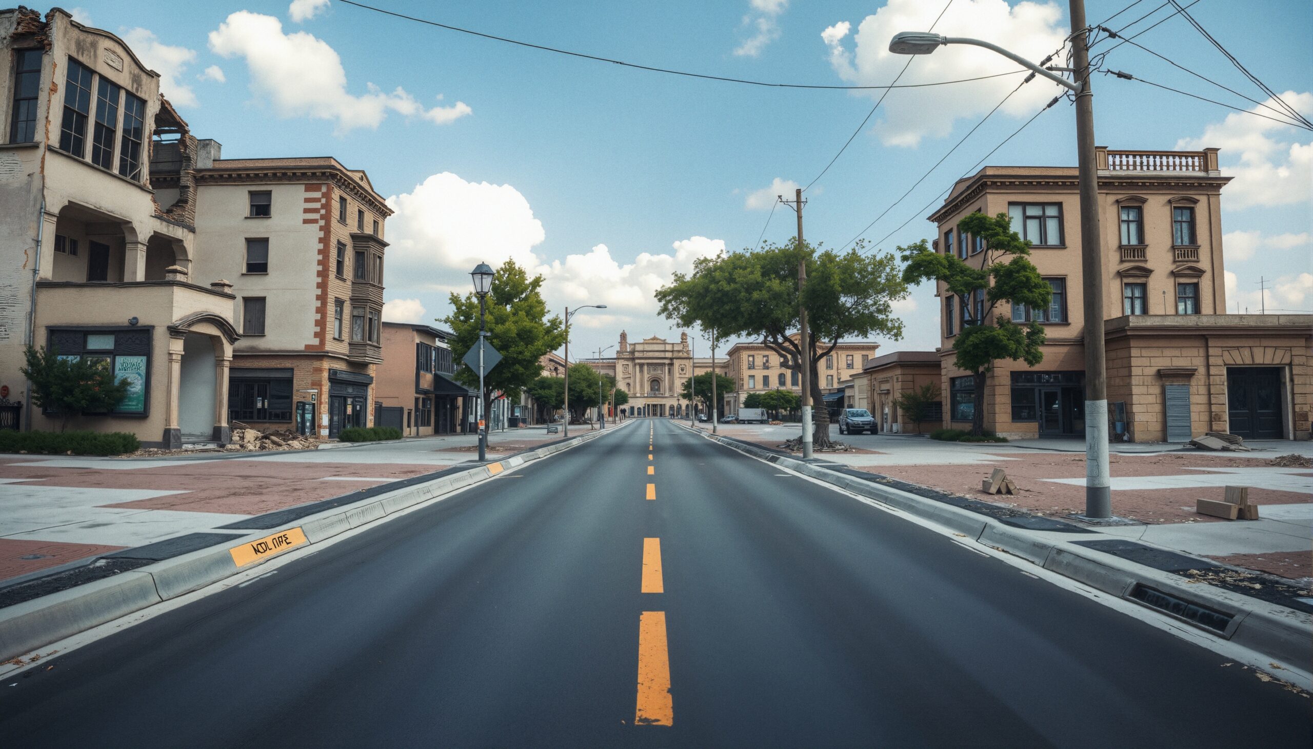 Deserted City Street Scene
