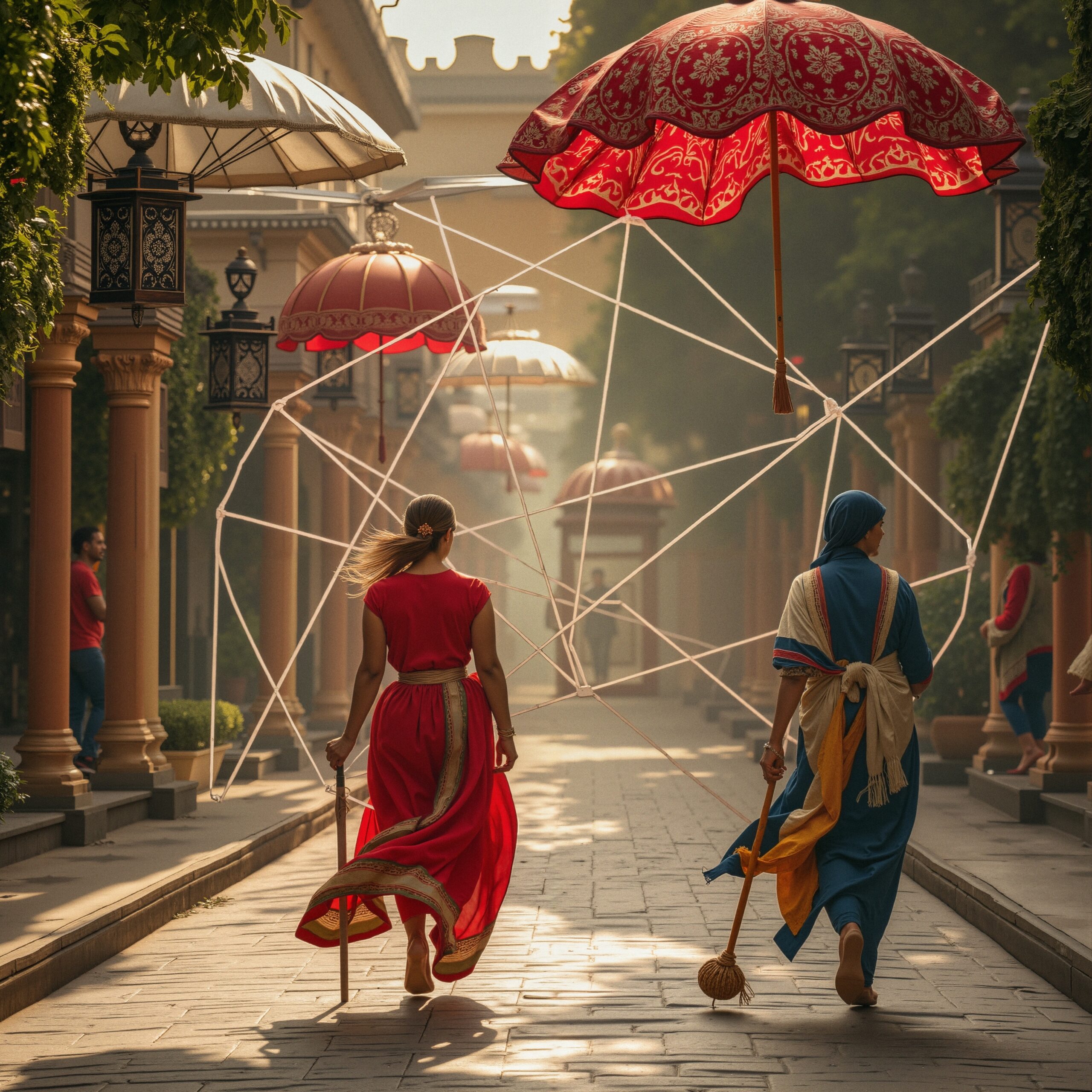 Cultural harmony under parasols