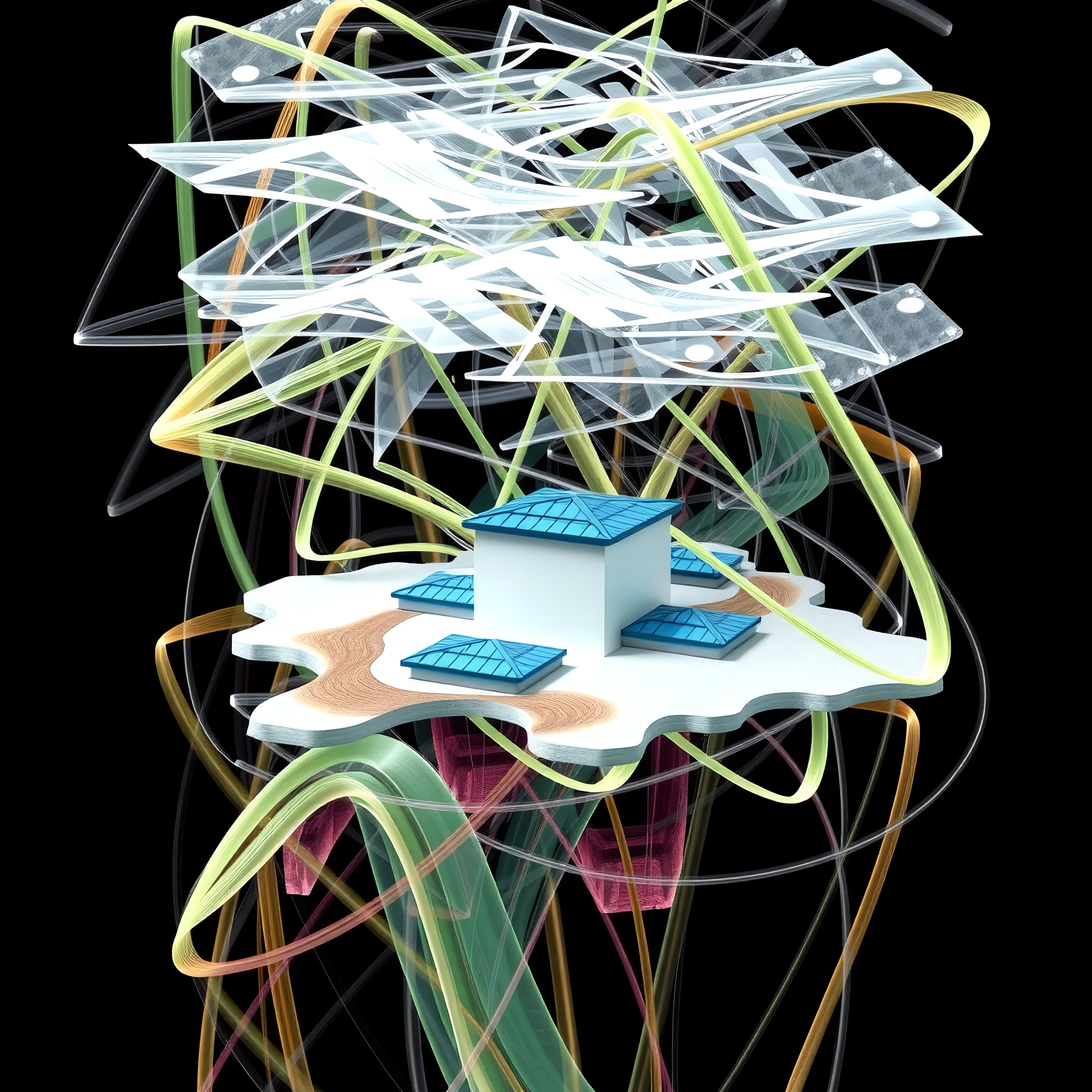 Abstract House in Swirling Ribbons