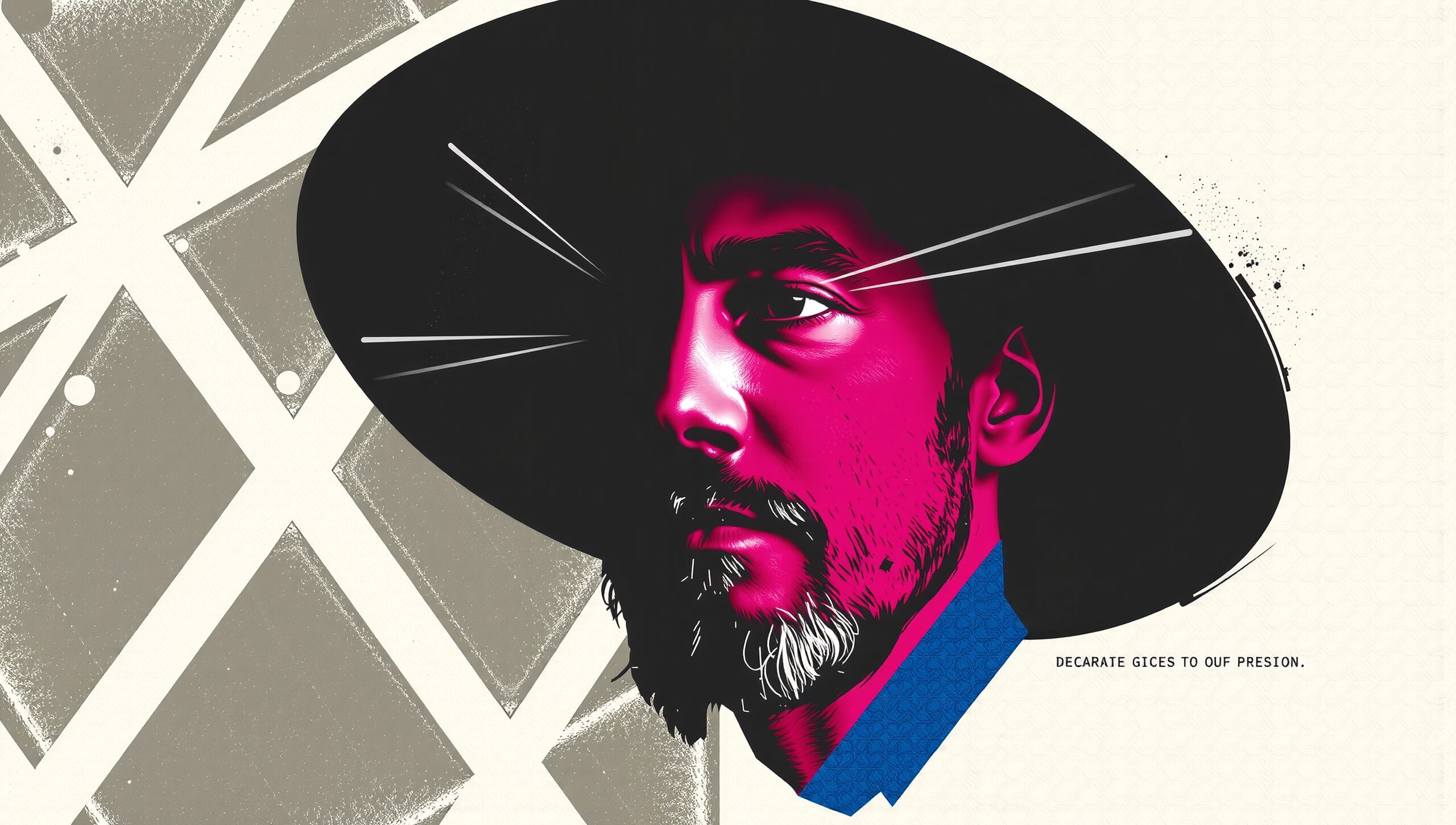 Mysterious Portrait with Geometric Background