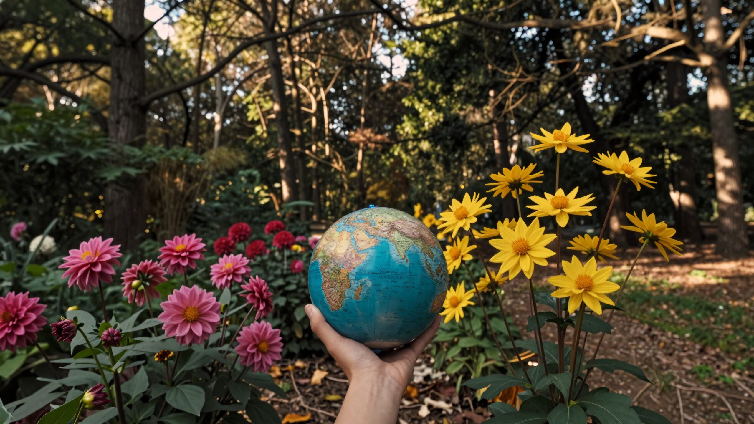 Globe Held Amidst Blooms