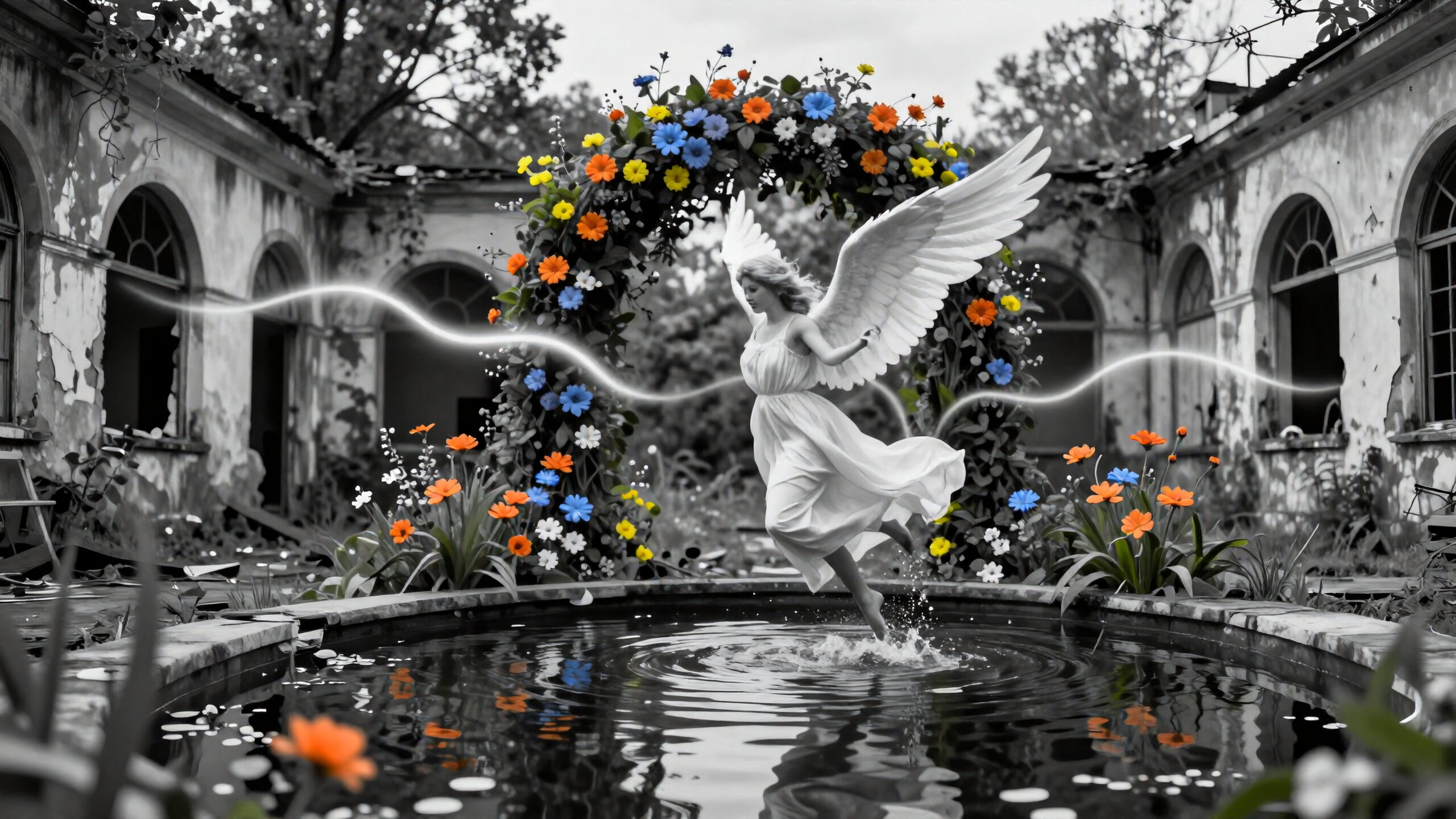 Angel Leaps Over Pond