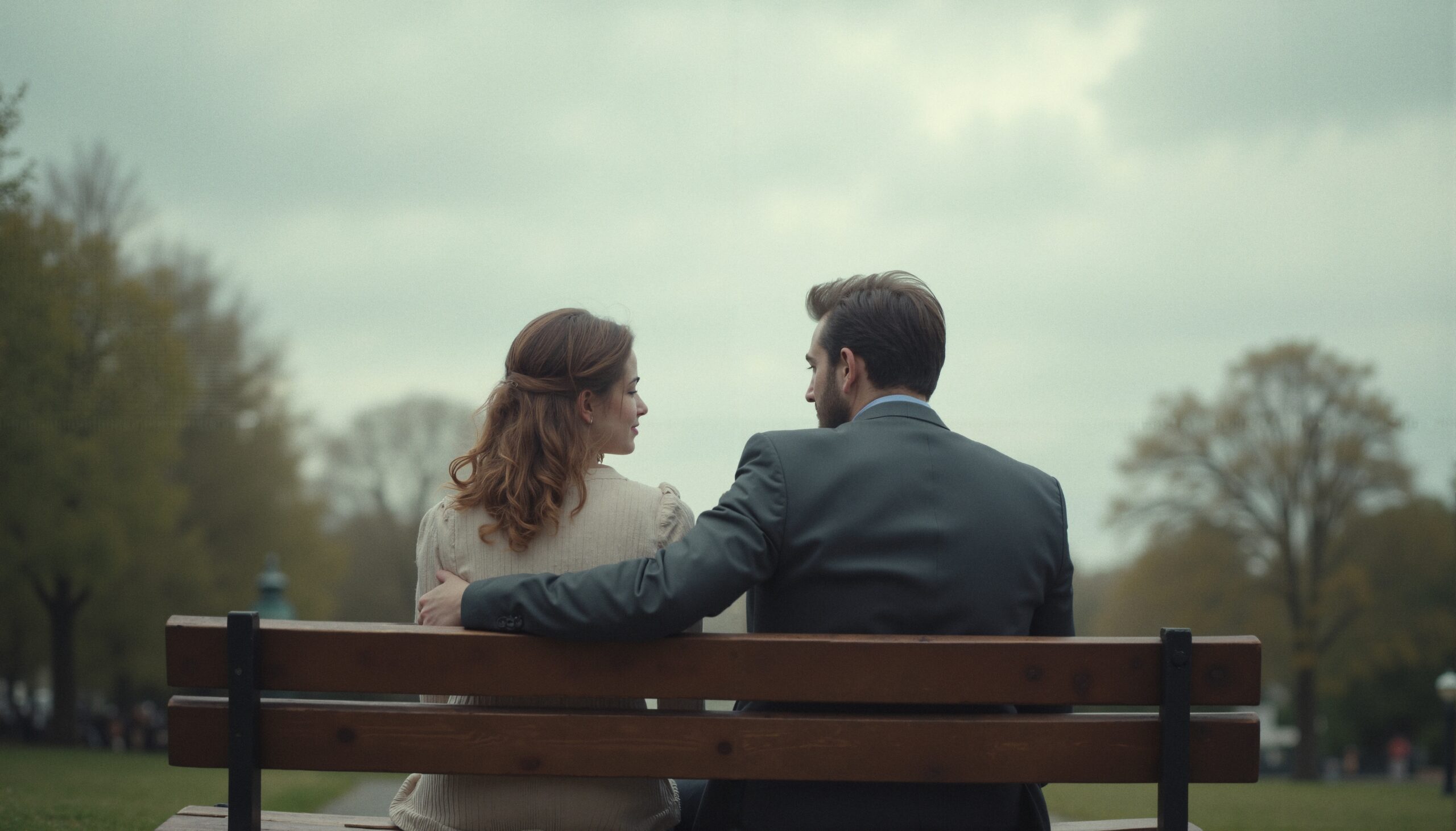 Couple Relaxing on Park Bench