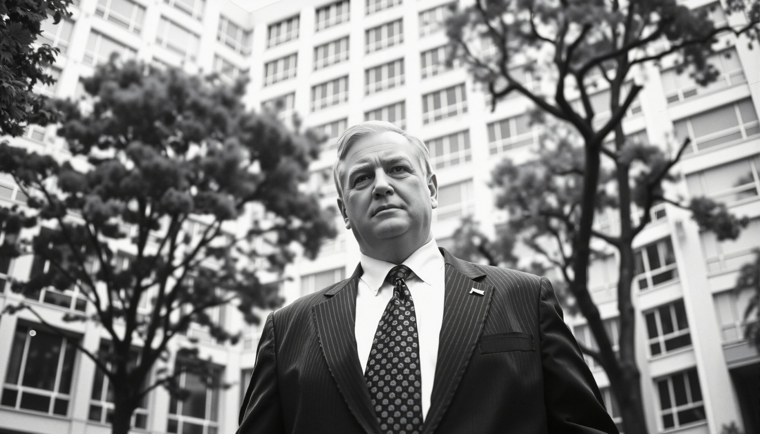 Urban Businessman in Black Suit