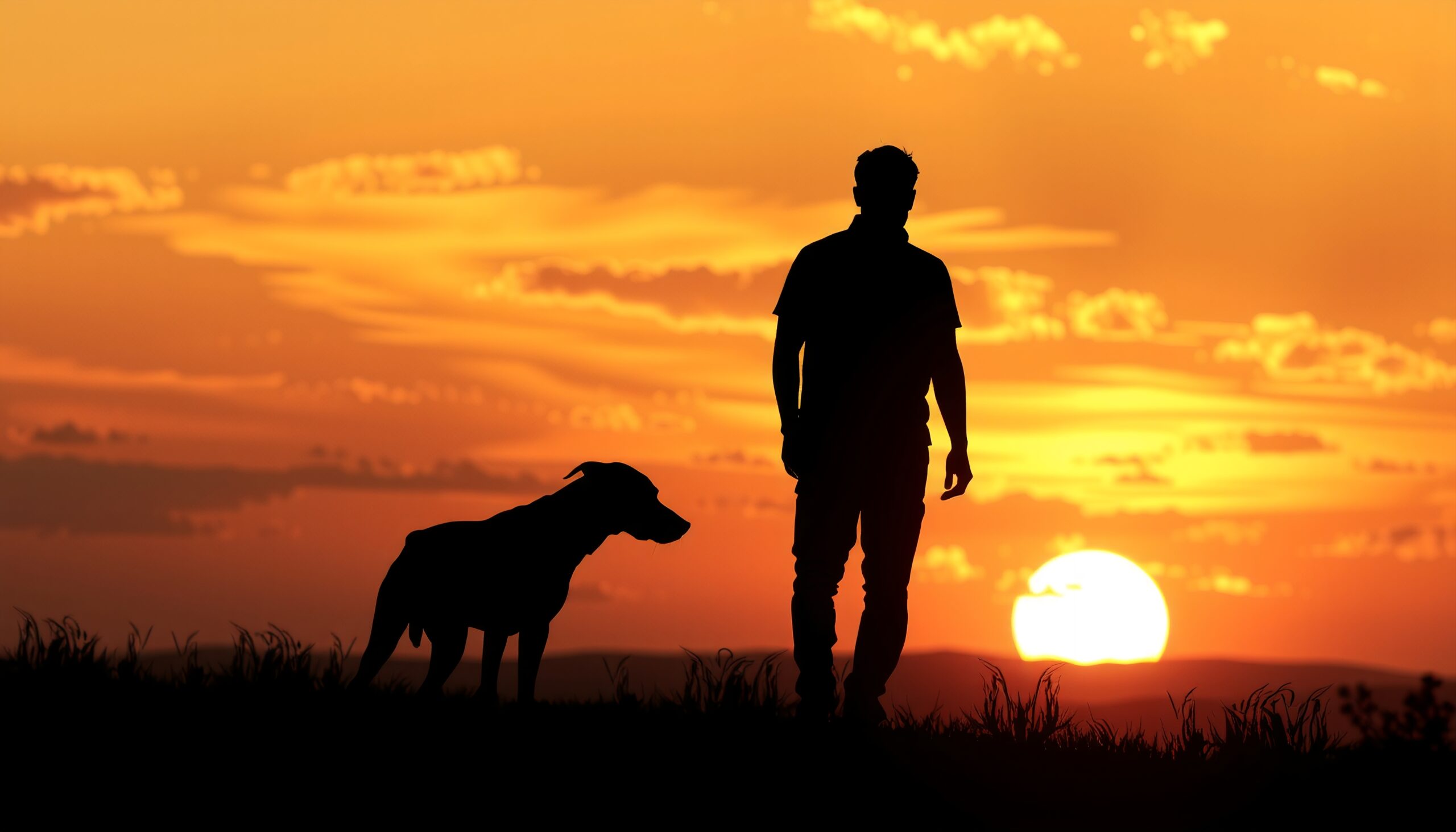 Companionship in Stunning Sunset Silhouette