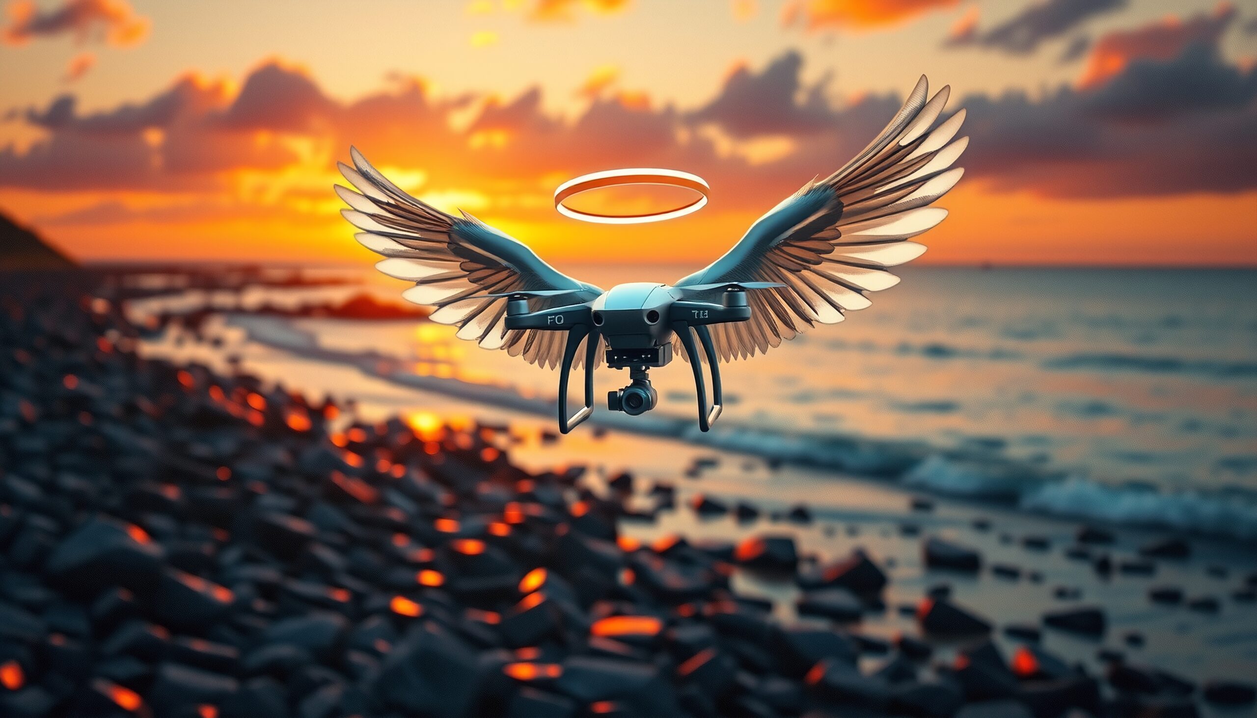 Angelic Drone over Sunset Shore