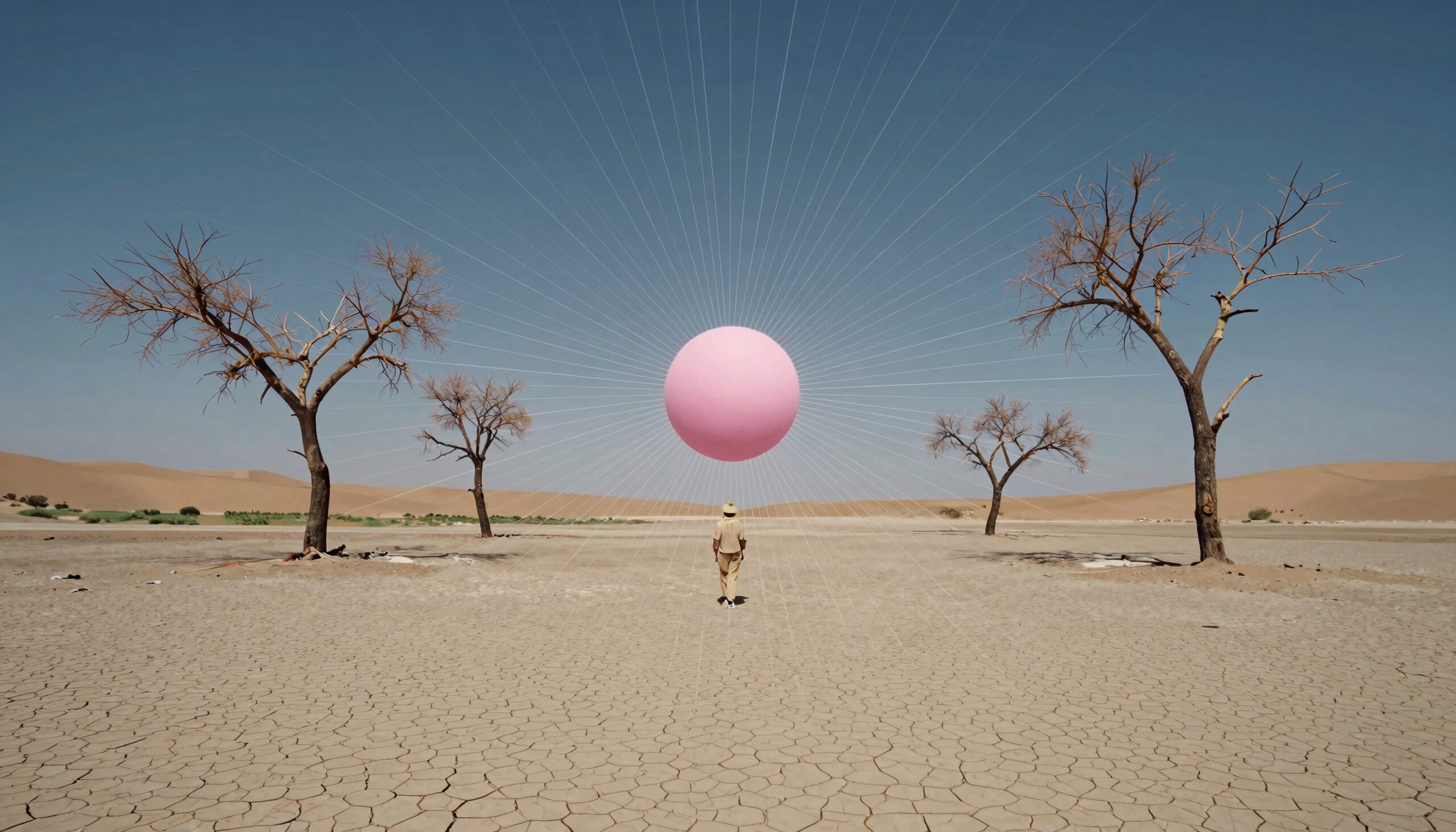 Surreal Desert Scene with Sphere
