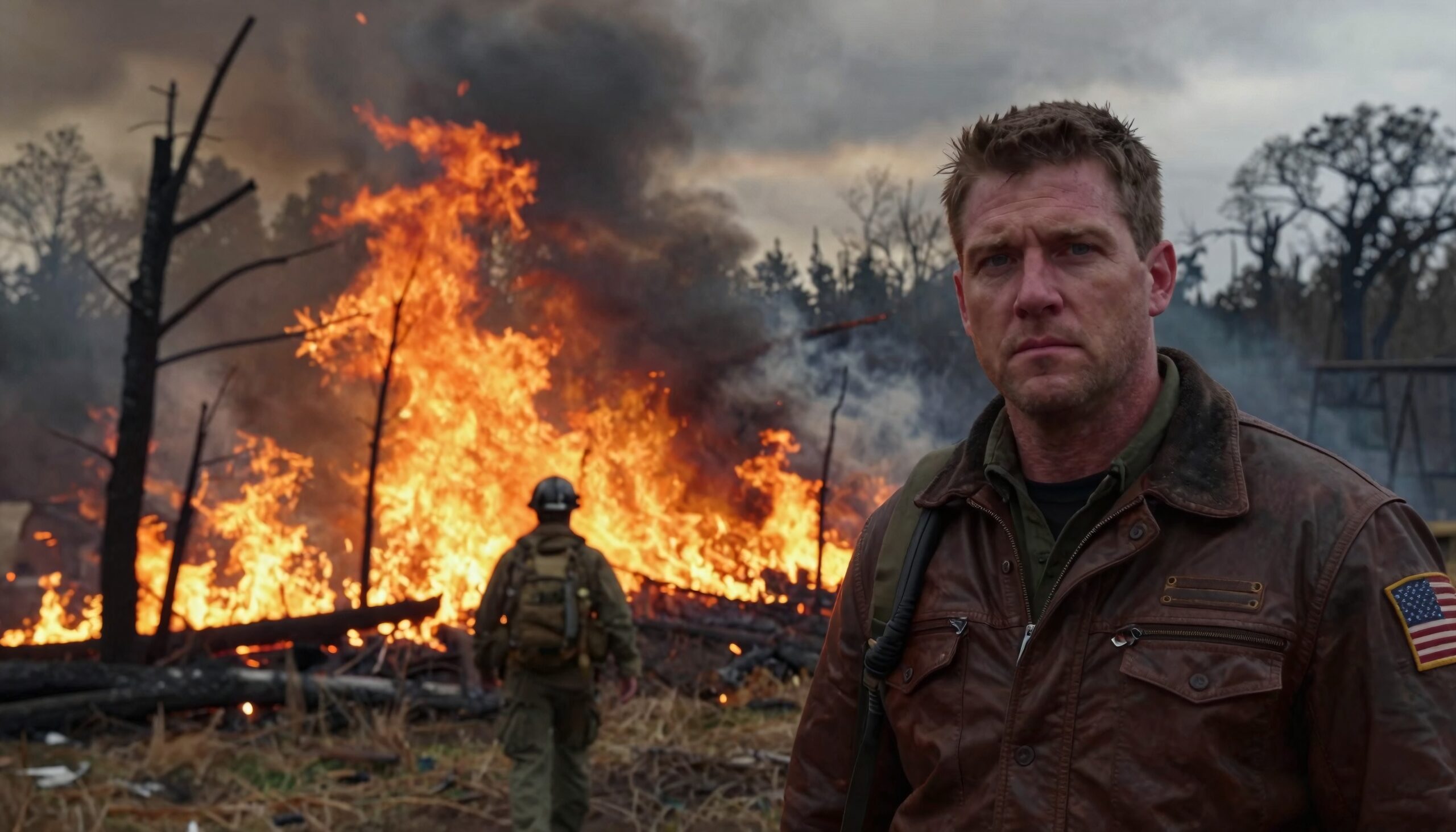 Man Observes Intense Forest Fire