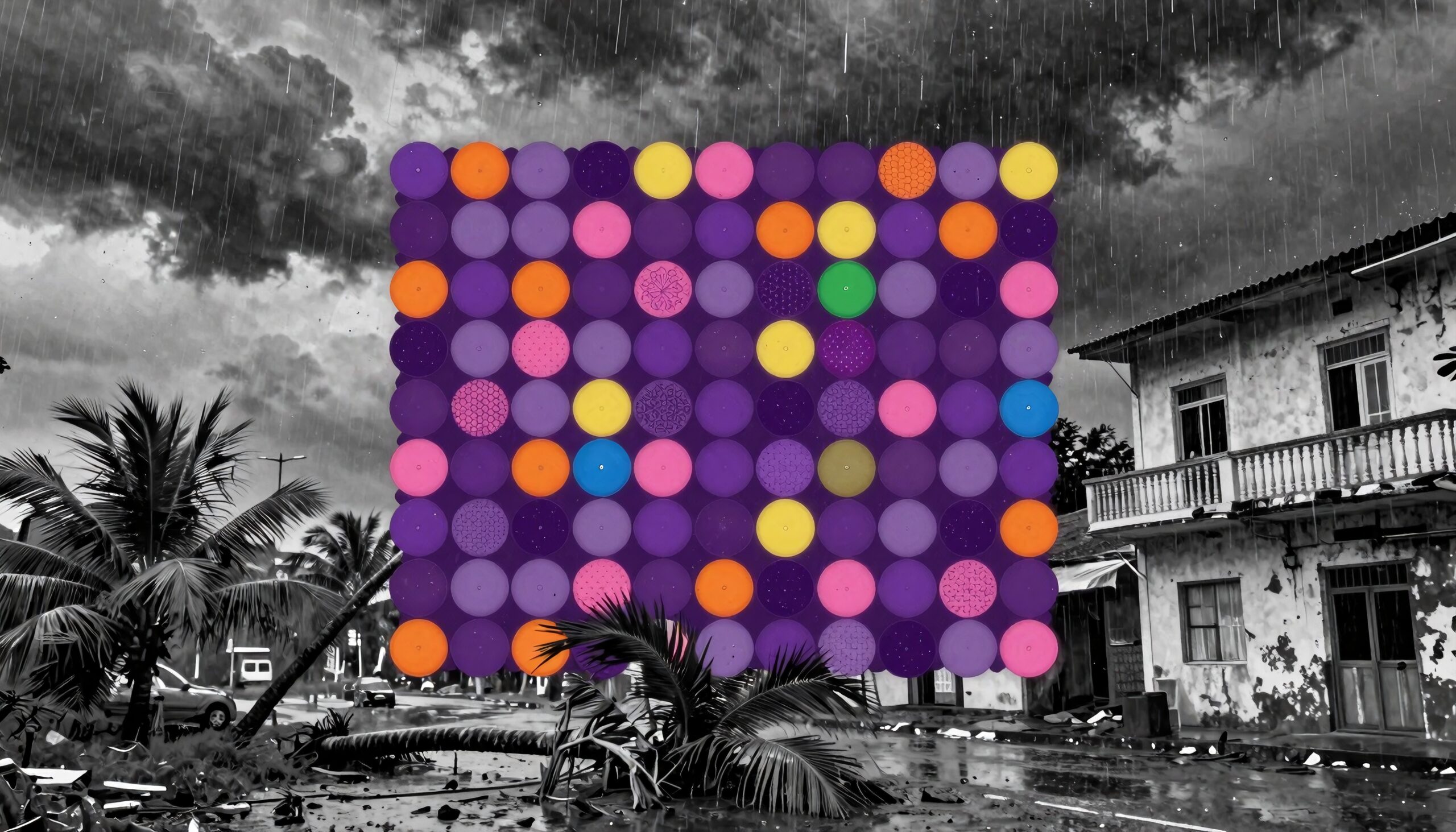 Vibrant Circles Amidst Storm