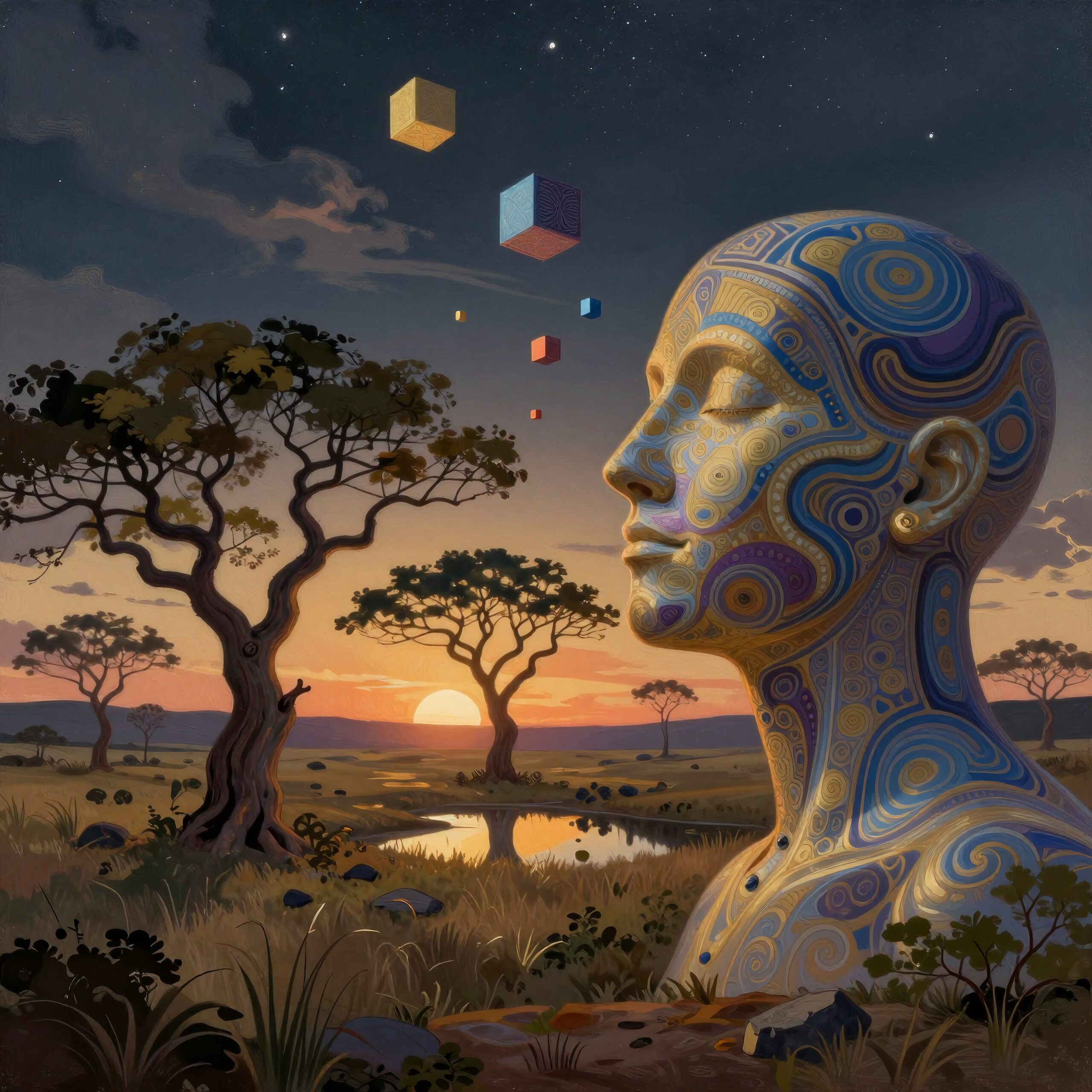 Surreal Dreamscape with Sculpted Mind