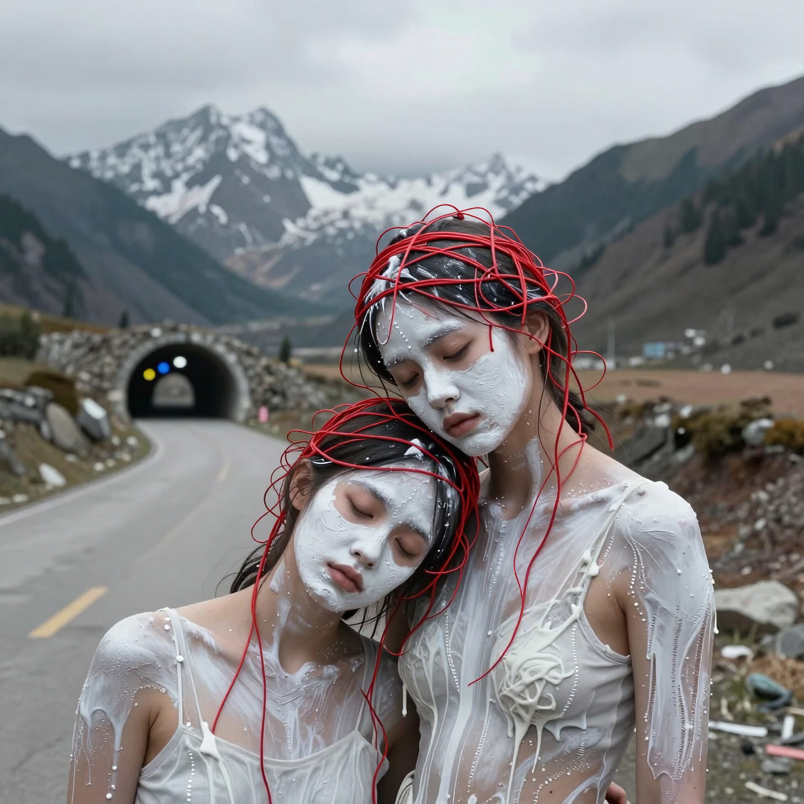 Surreal Bond in Mountain Landscape