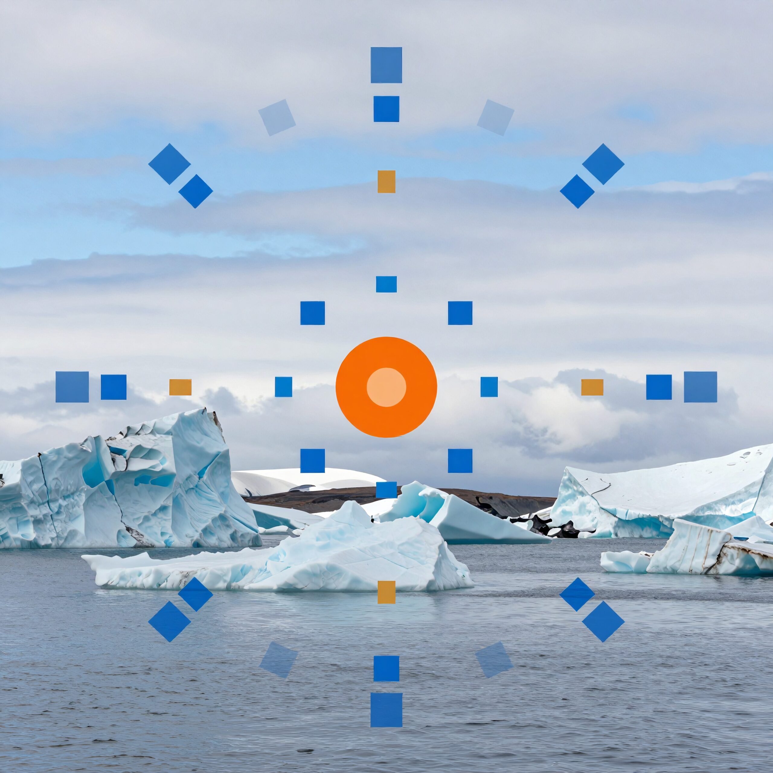 Glacial landscape with digital overlay