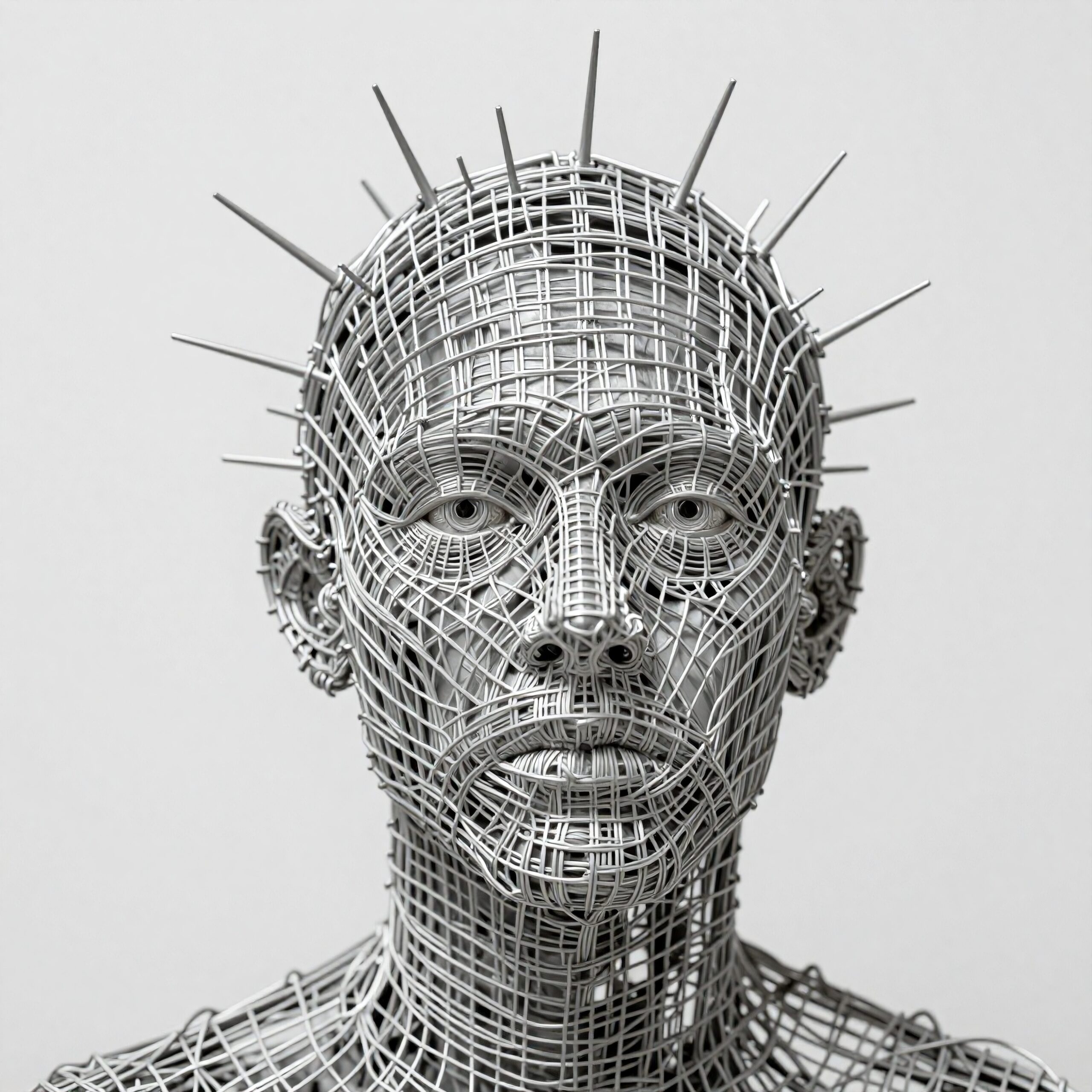Intricate Wire-Mesh Human Sculpture