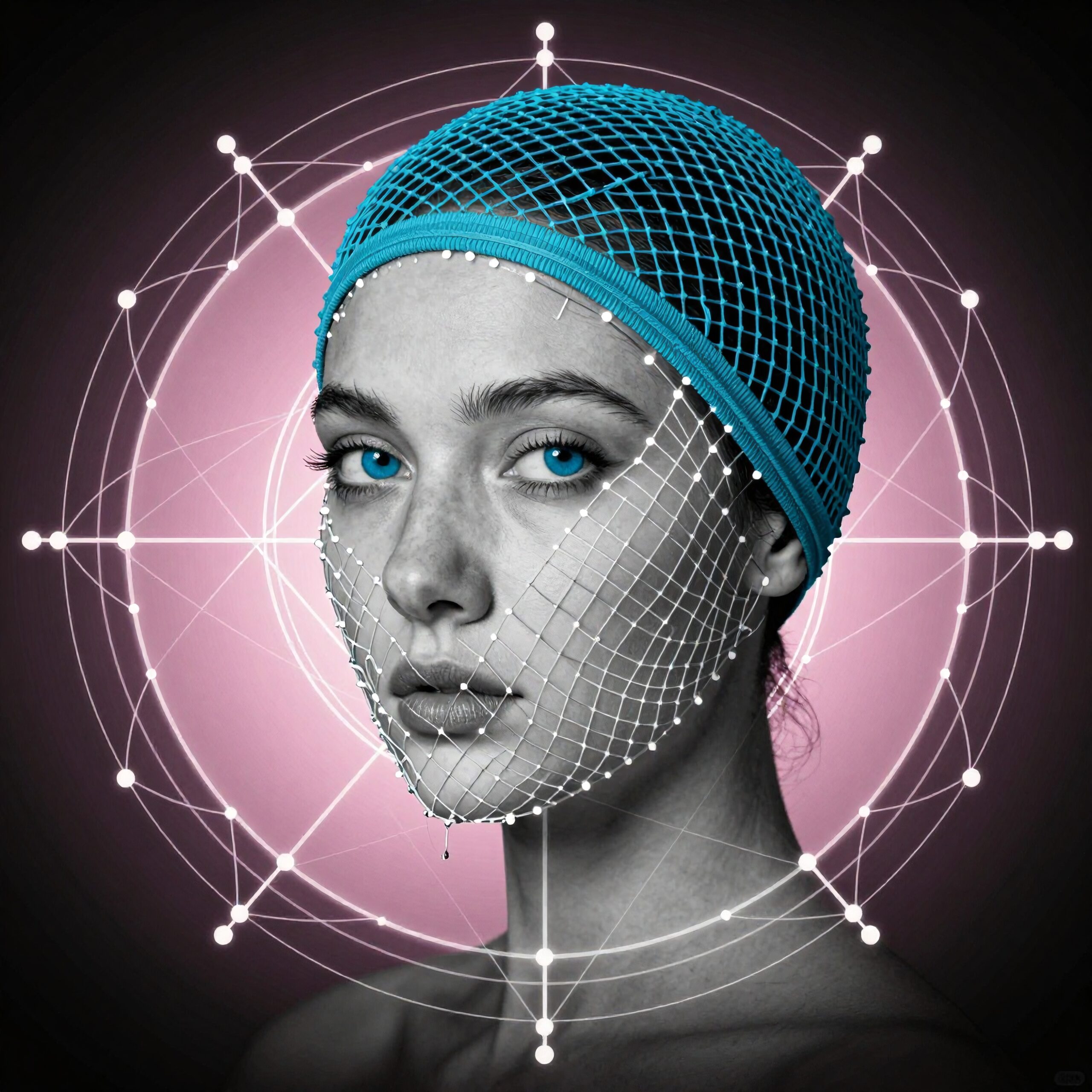 Futuristic Woman with Digital Grid