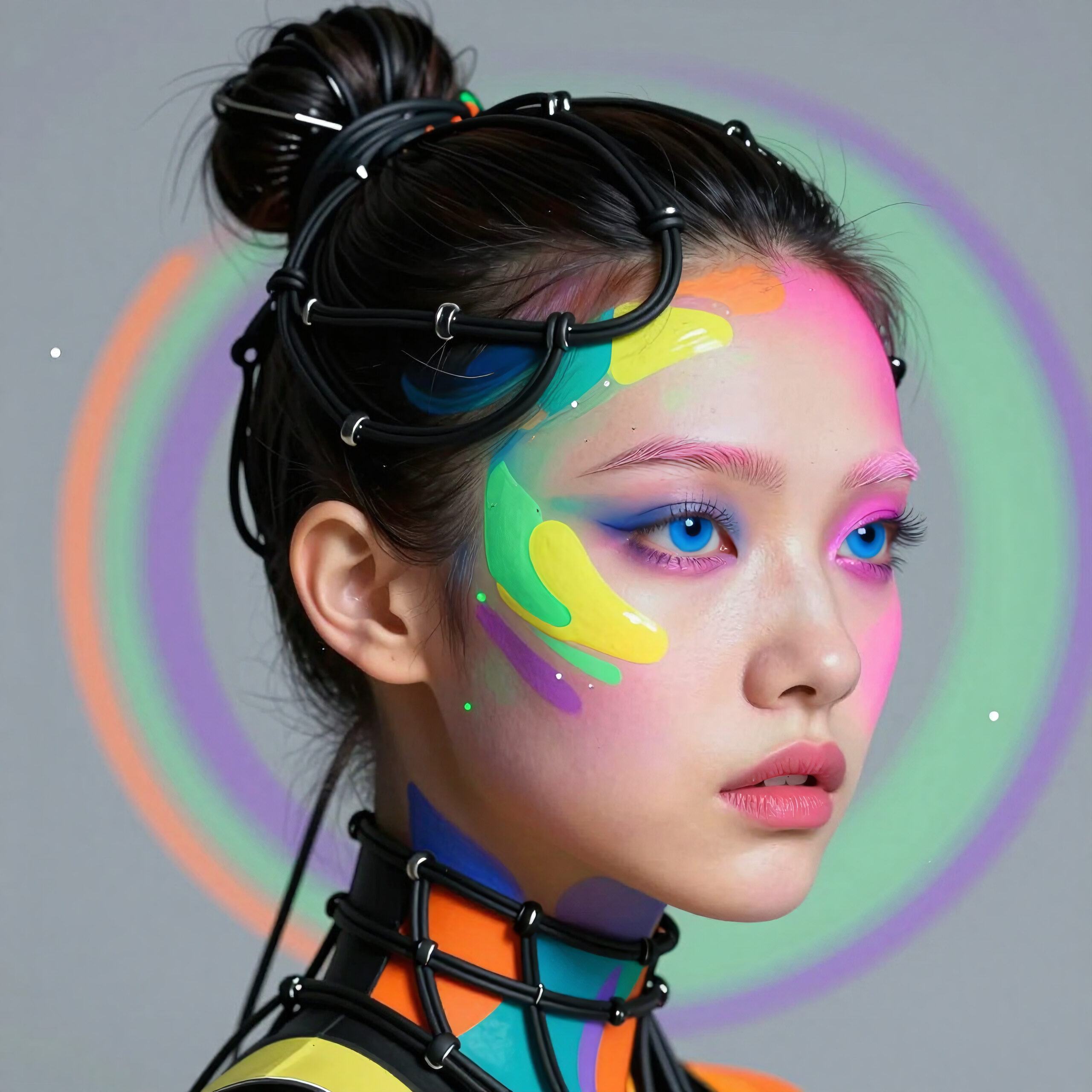 Portrait with Neon Face Painting