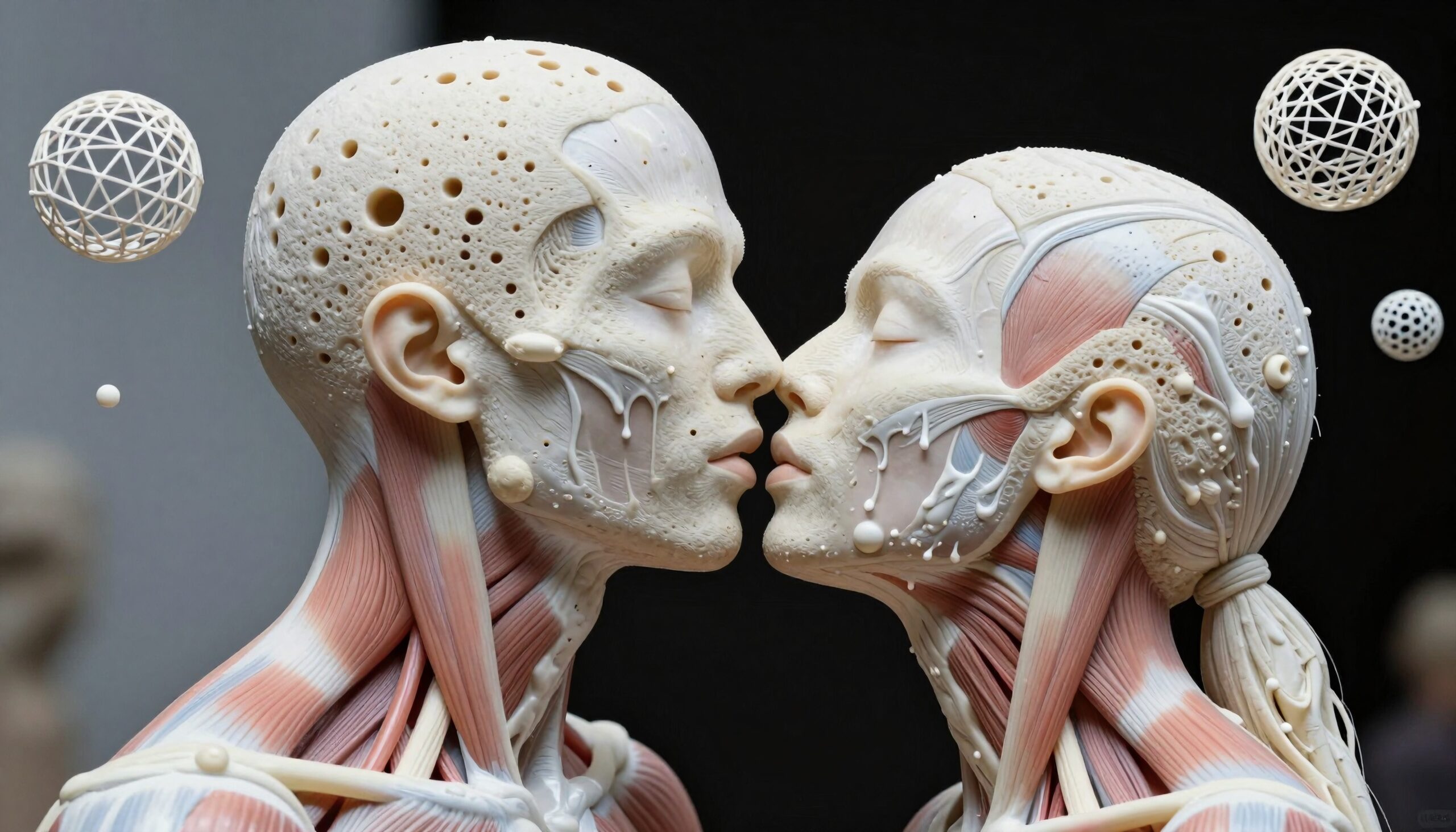 Surreal Anatomical Figures Embrace