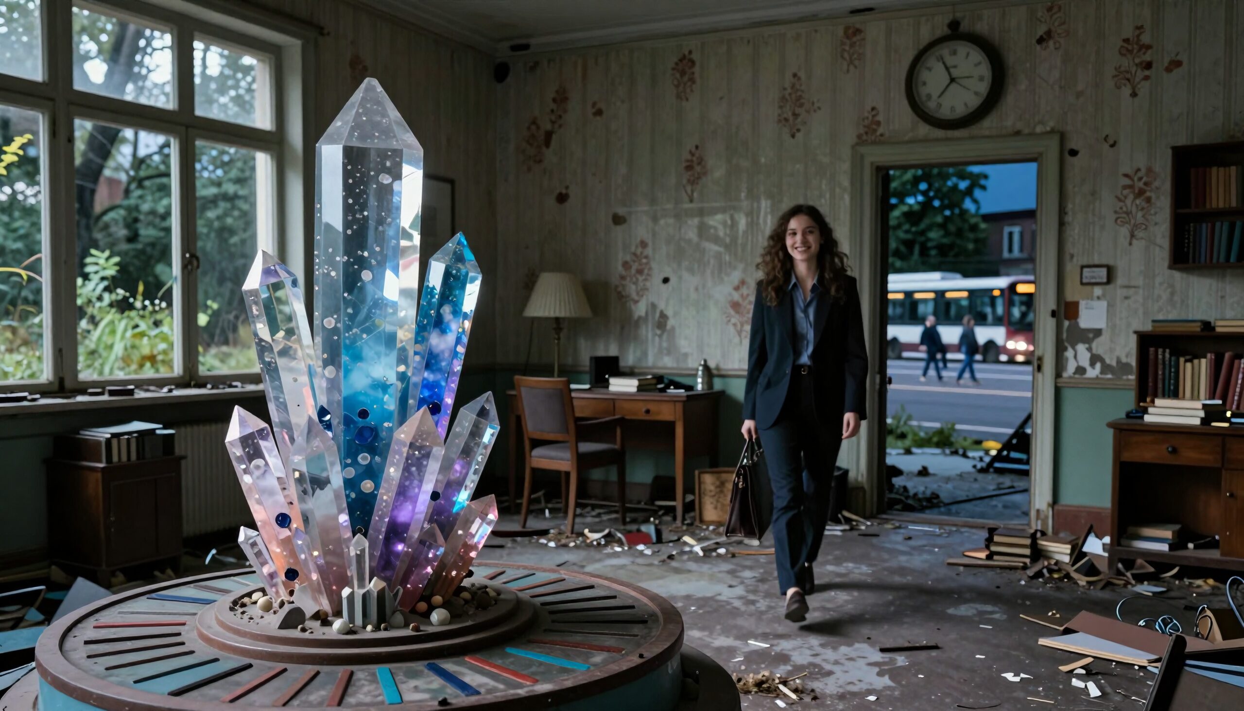 Glowing Crystals in Vintage Room