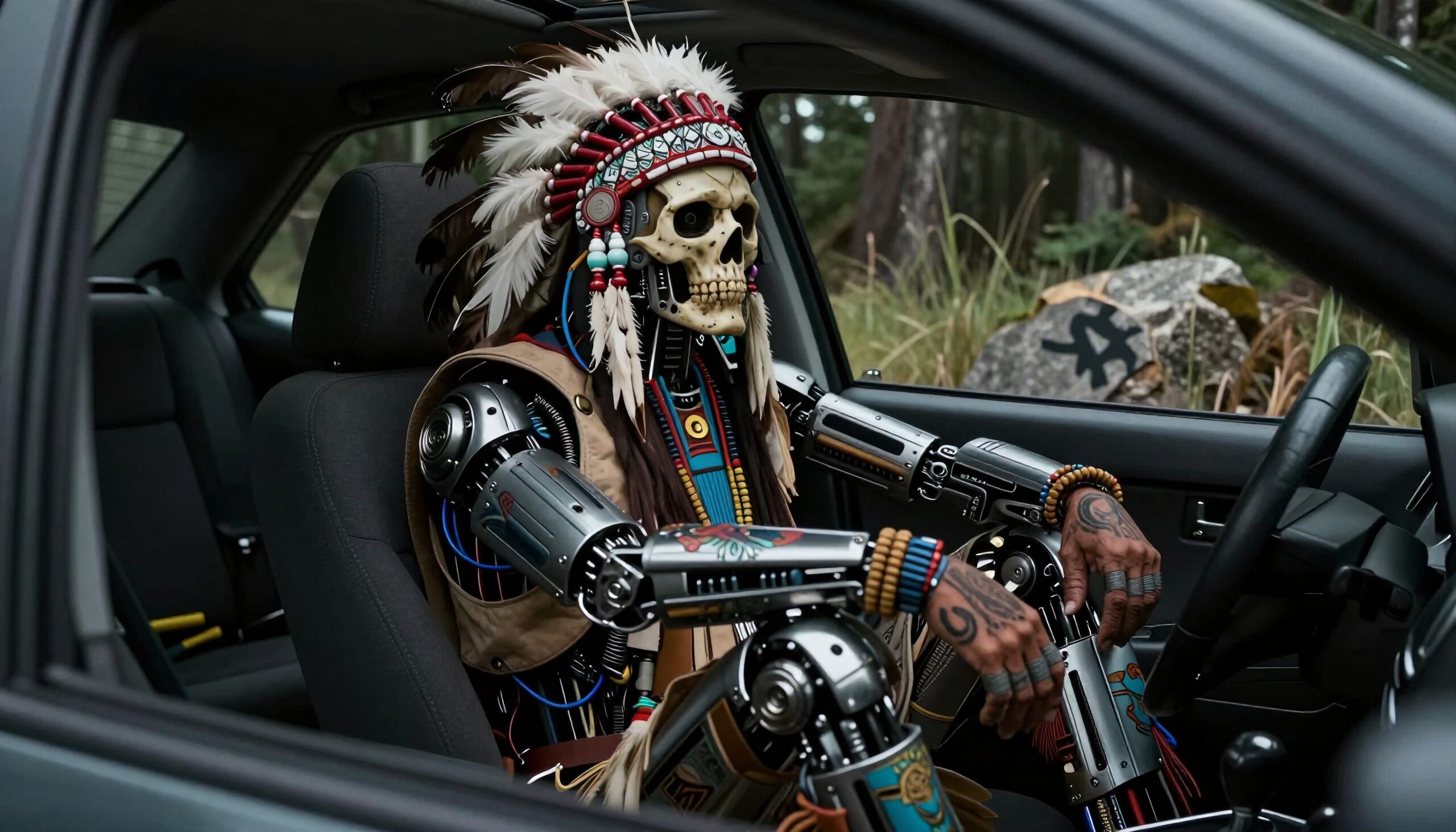 Futuristic Robot with Headdress