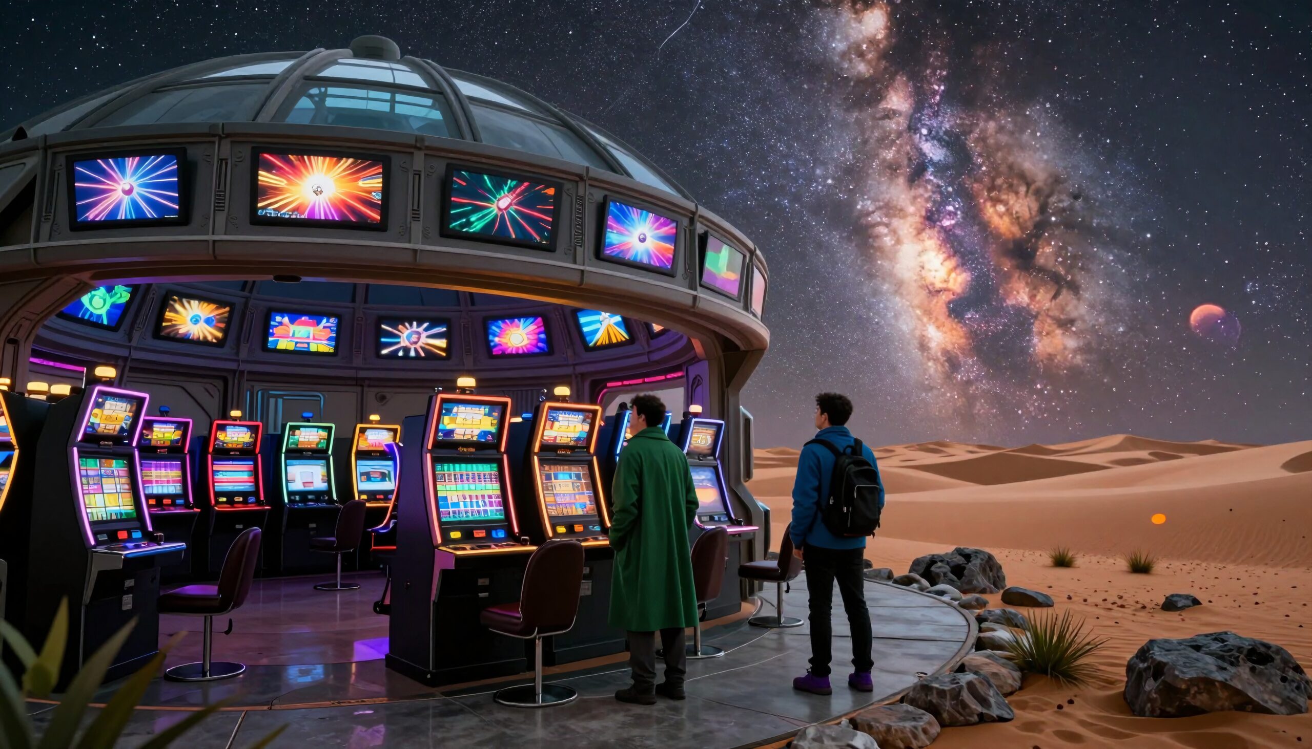Cosmic Casino in Desert Landscape