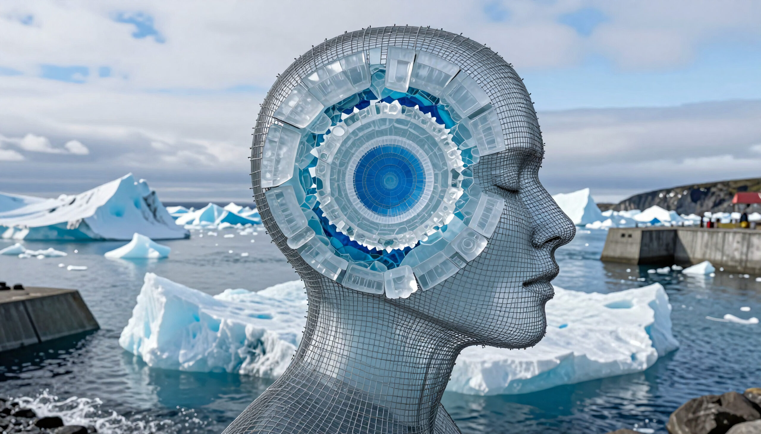 Digital Mind in Icy Landscape