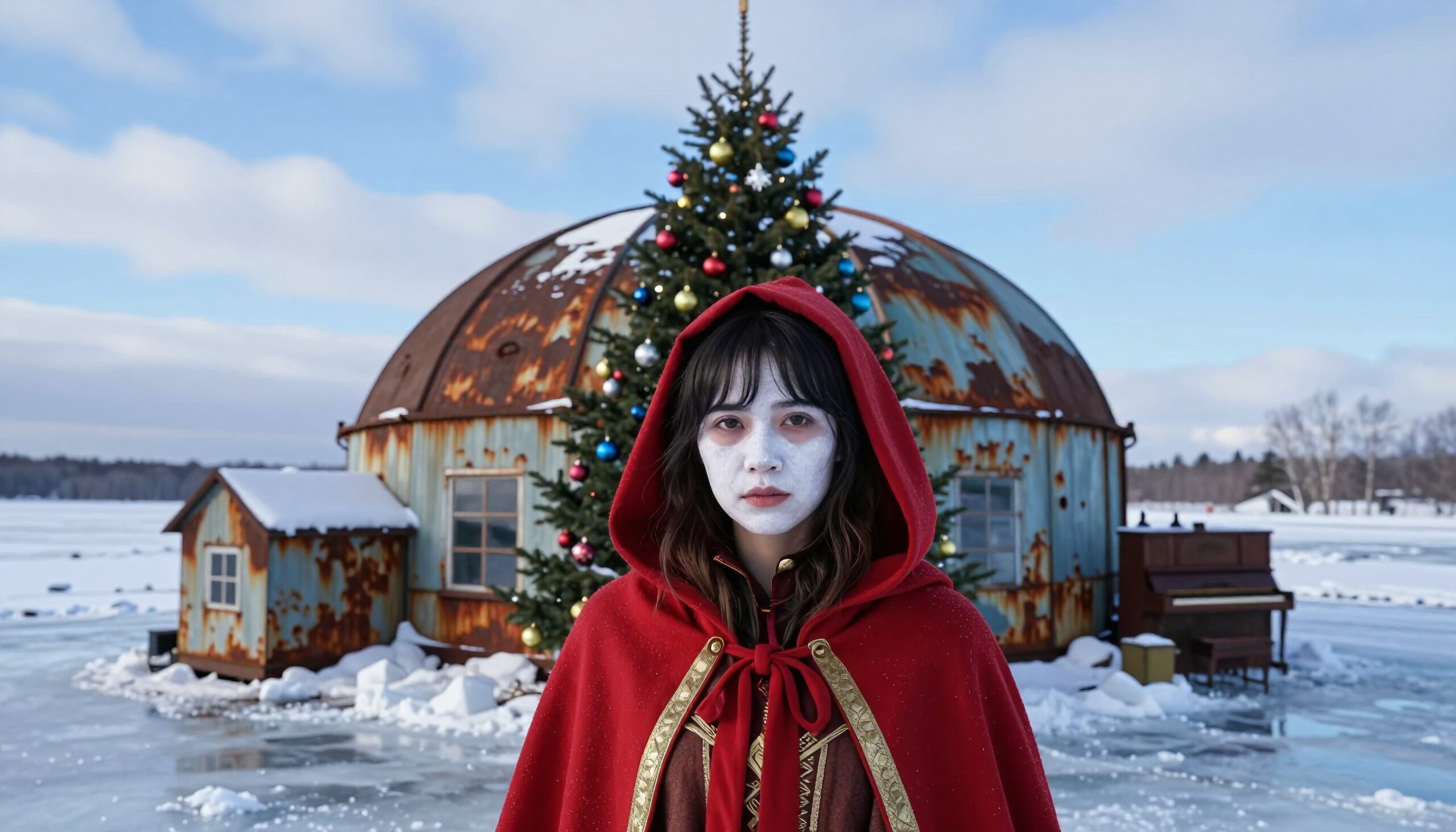 Winter Scene with Red Cloak