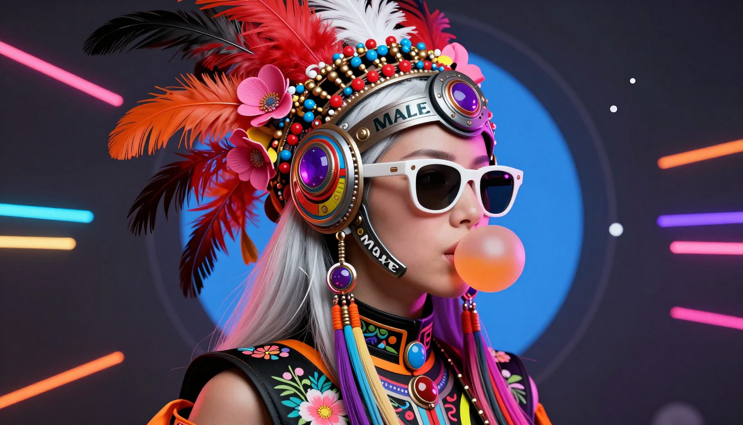 Vibrant Futuristic Fashion Portrait