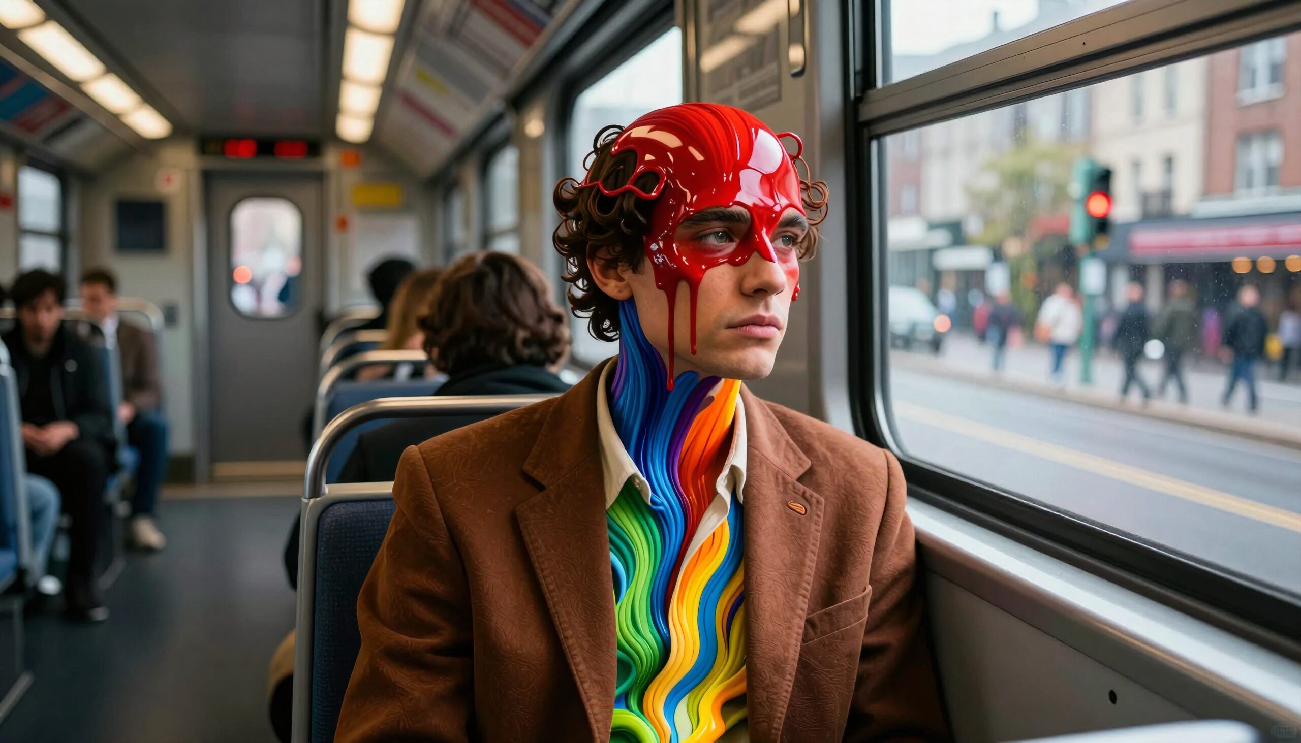 Surreal Subway Journey with Colors