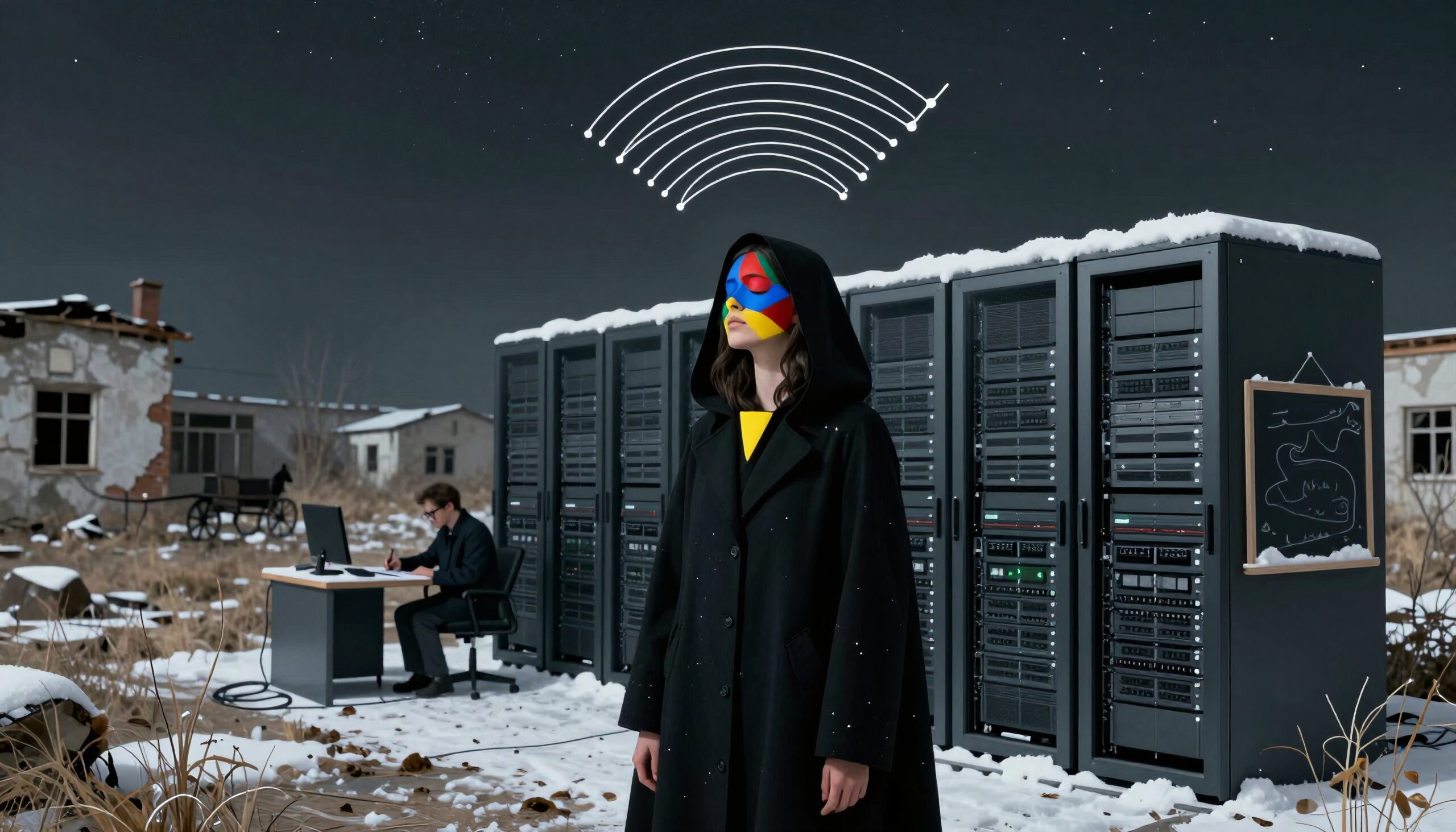 Cybernetic Vision in Snowy Landscape